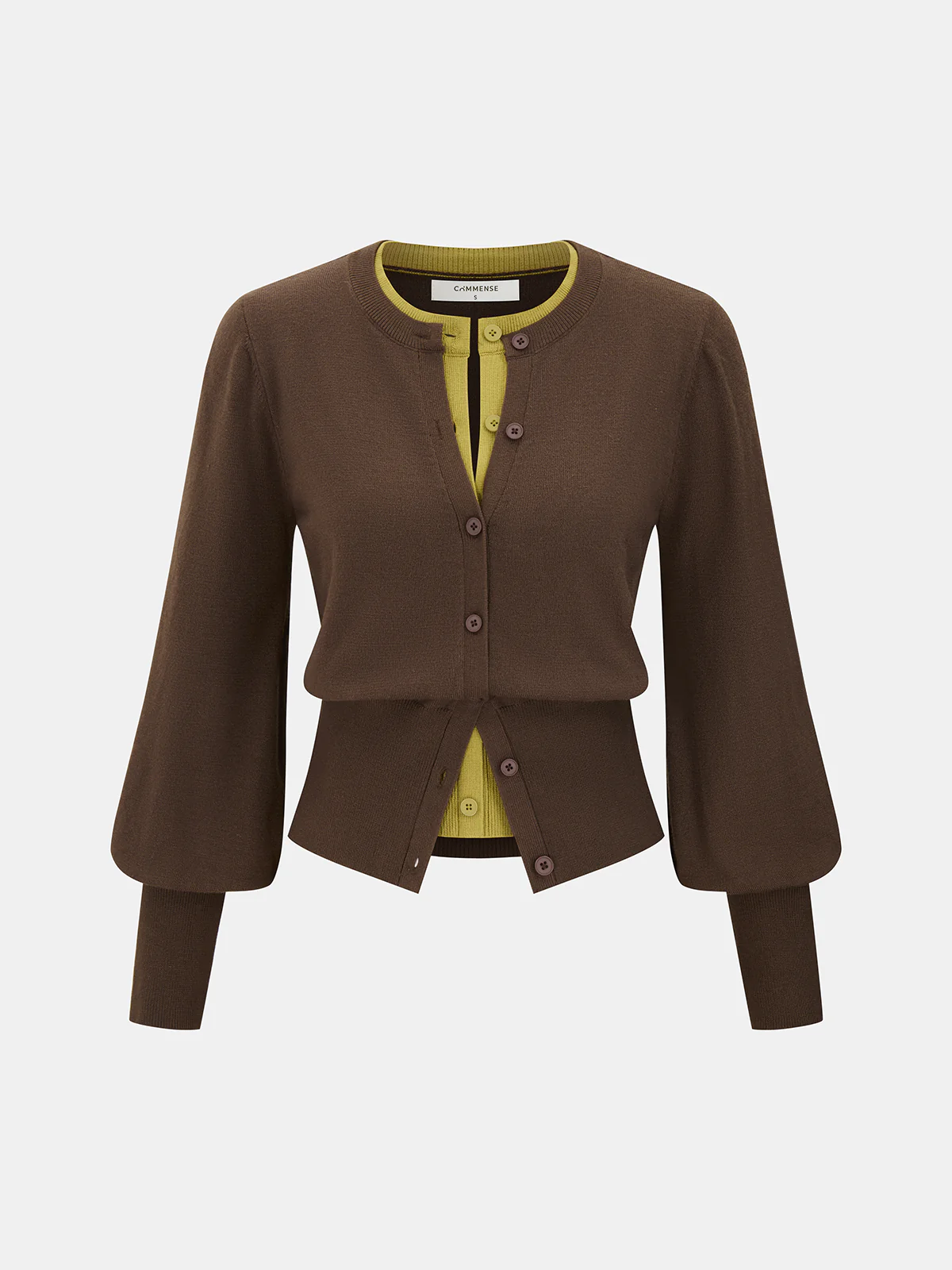 2 in 1 Layered Puff-Sleeve Cardigan