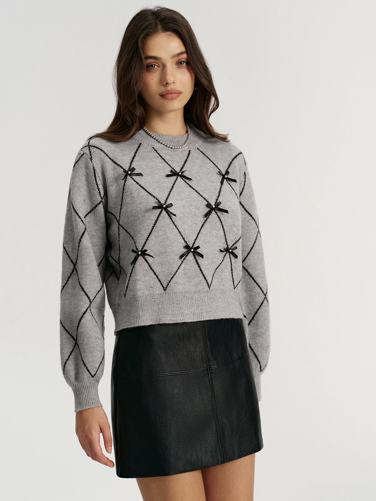 Argyle Bow Detail Sweater - Image 4