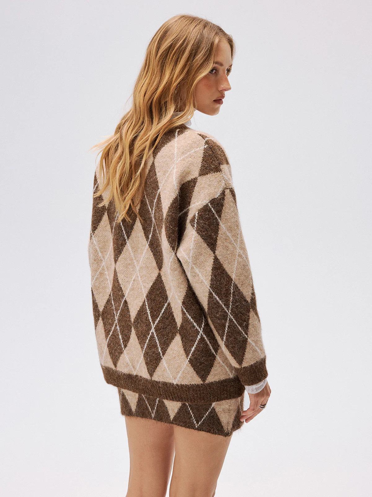 Argyle Knit Sweater & Mini Skirt Set - Image 4