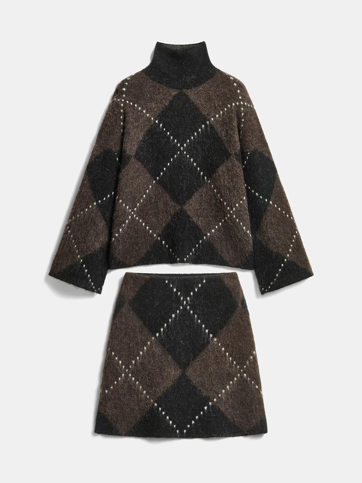 Argyle Wool-Blend Sweater & Mini Skirt Set - Image 7