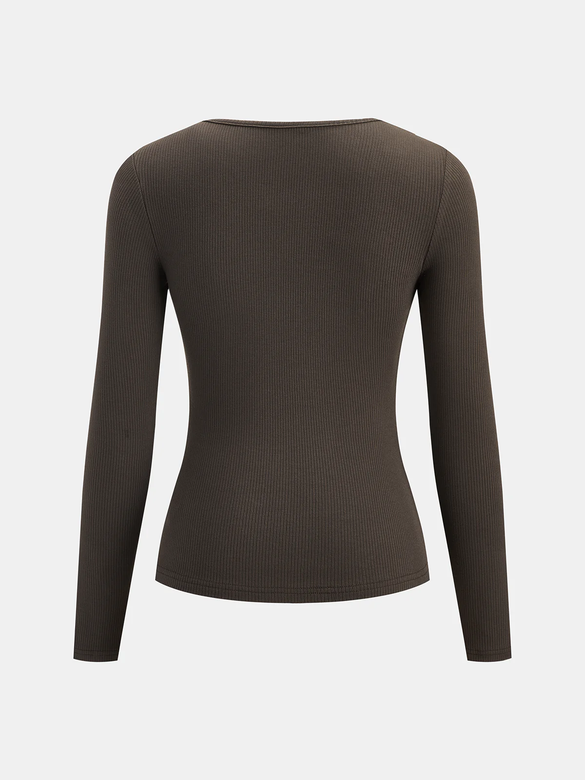 Asymmetric Cut-Out Ribbed Long-Sleeve Top - Image 2