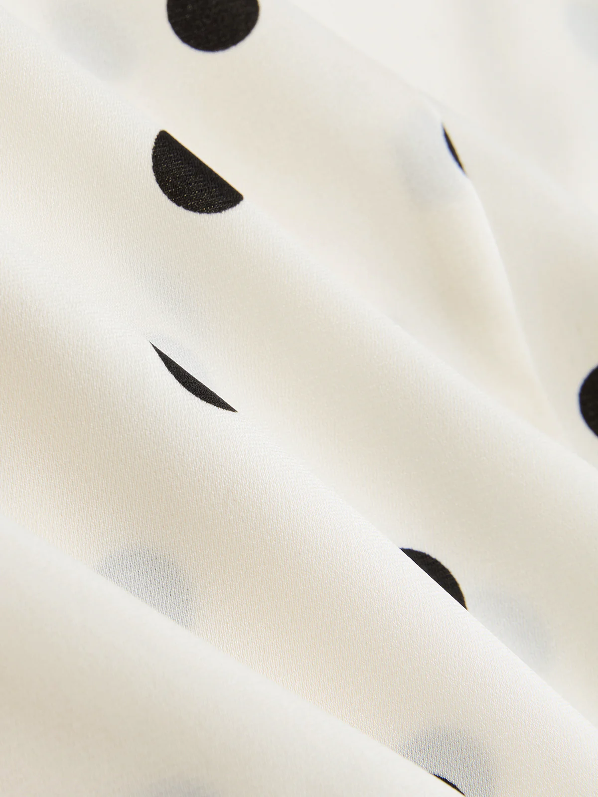 Asymmetric Hem Polka Dot V-Neck Blouse - Image 3