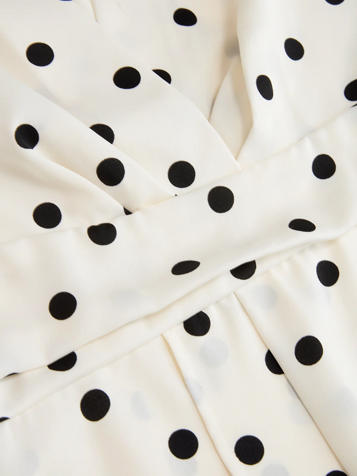 Asymmetric Hem Polka Dot V-Neck Blouse - Image 4