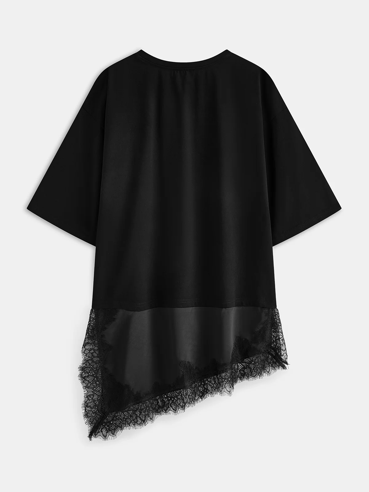 Asymmetric Lace Hem Short Sleeve Top - Image 2