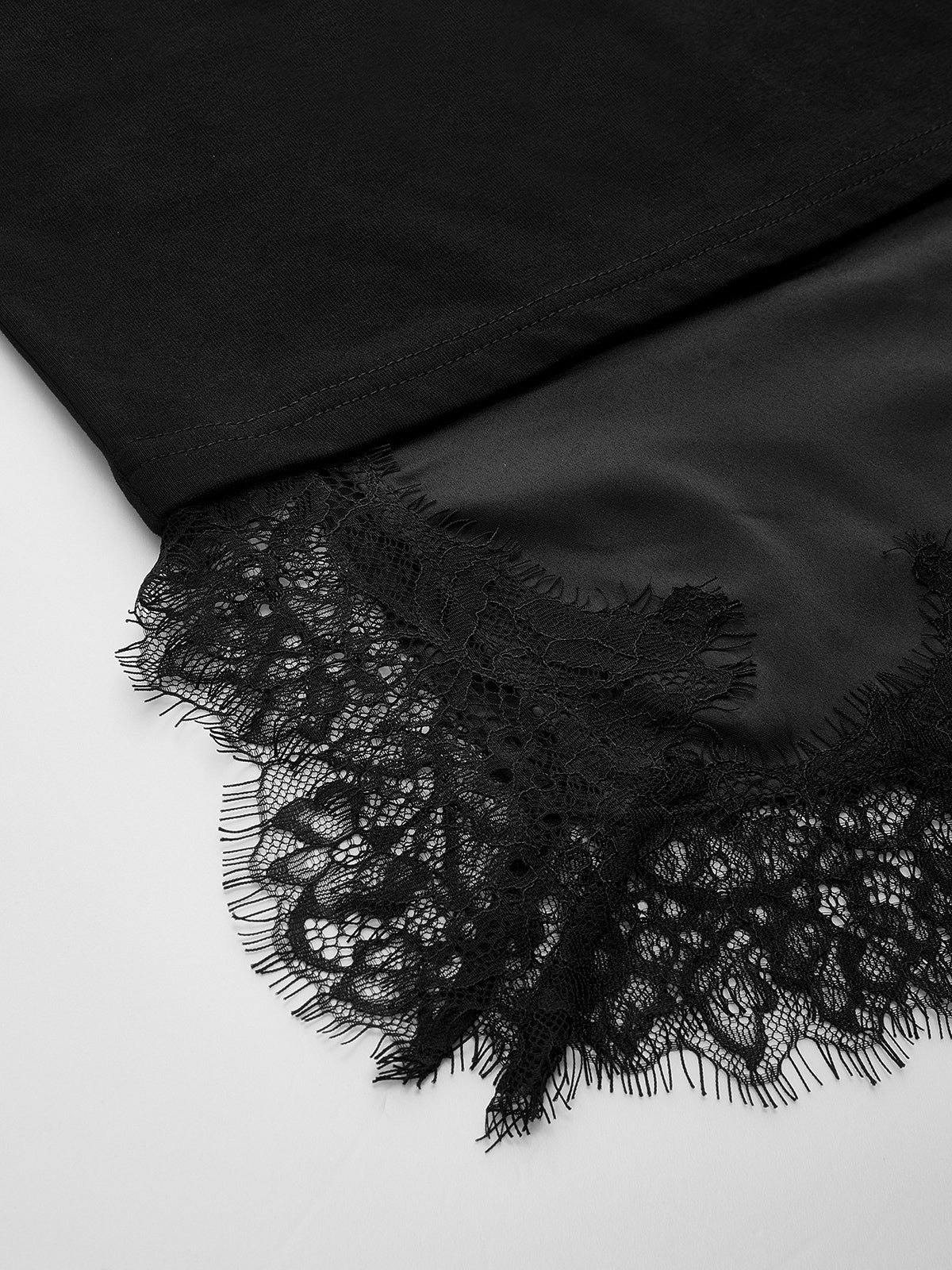 Asymmetric Lace Hem Short Sleeve Top - Image 4