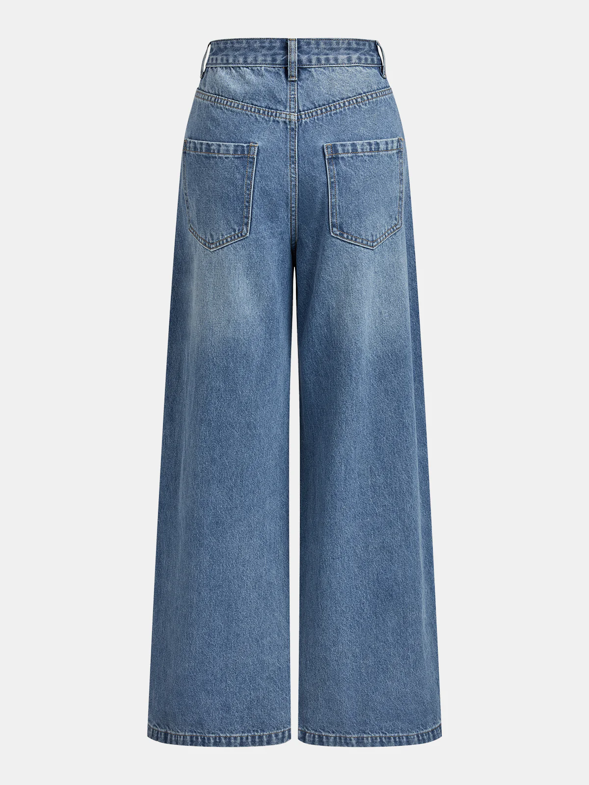 Asymmetric Mid-Waist Wide-Leg Jeans - Image 2