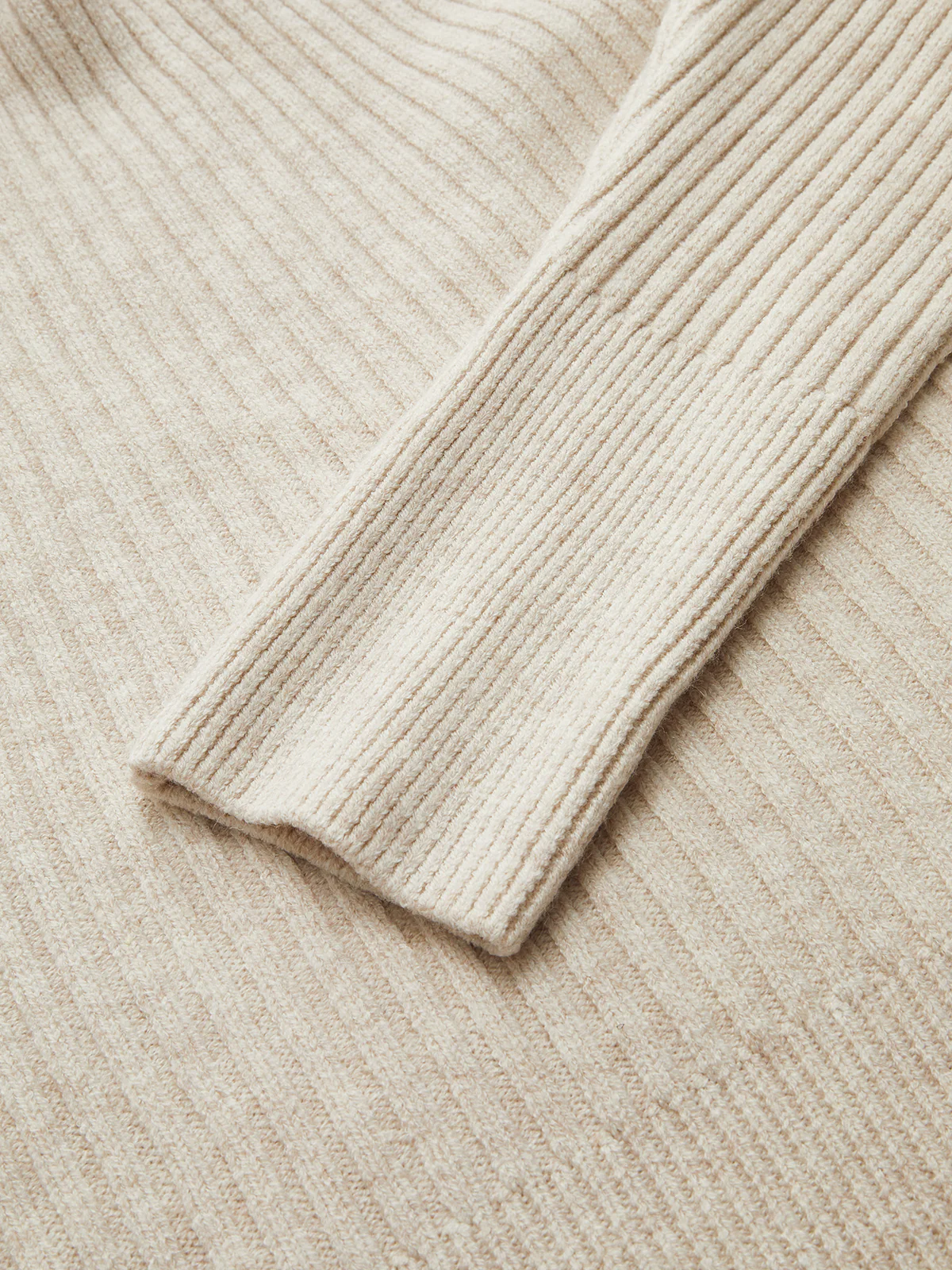 Asymmetric Neck Ribbed Knit Sweater - Image 3