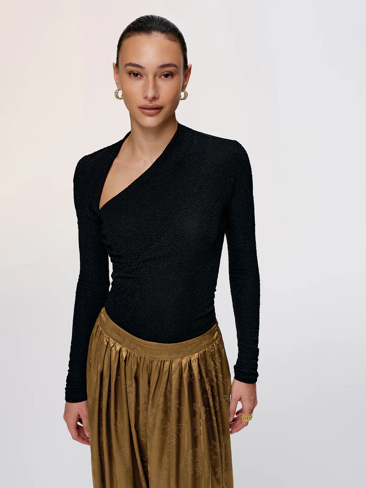 Asymmetric Neckline Sparkle Knit Top - Image 5
