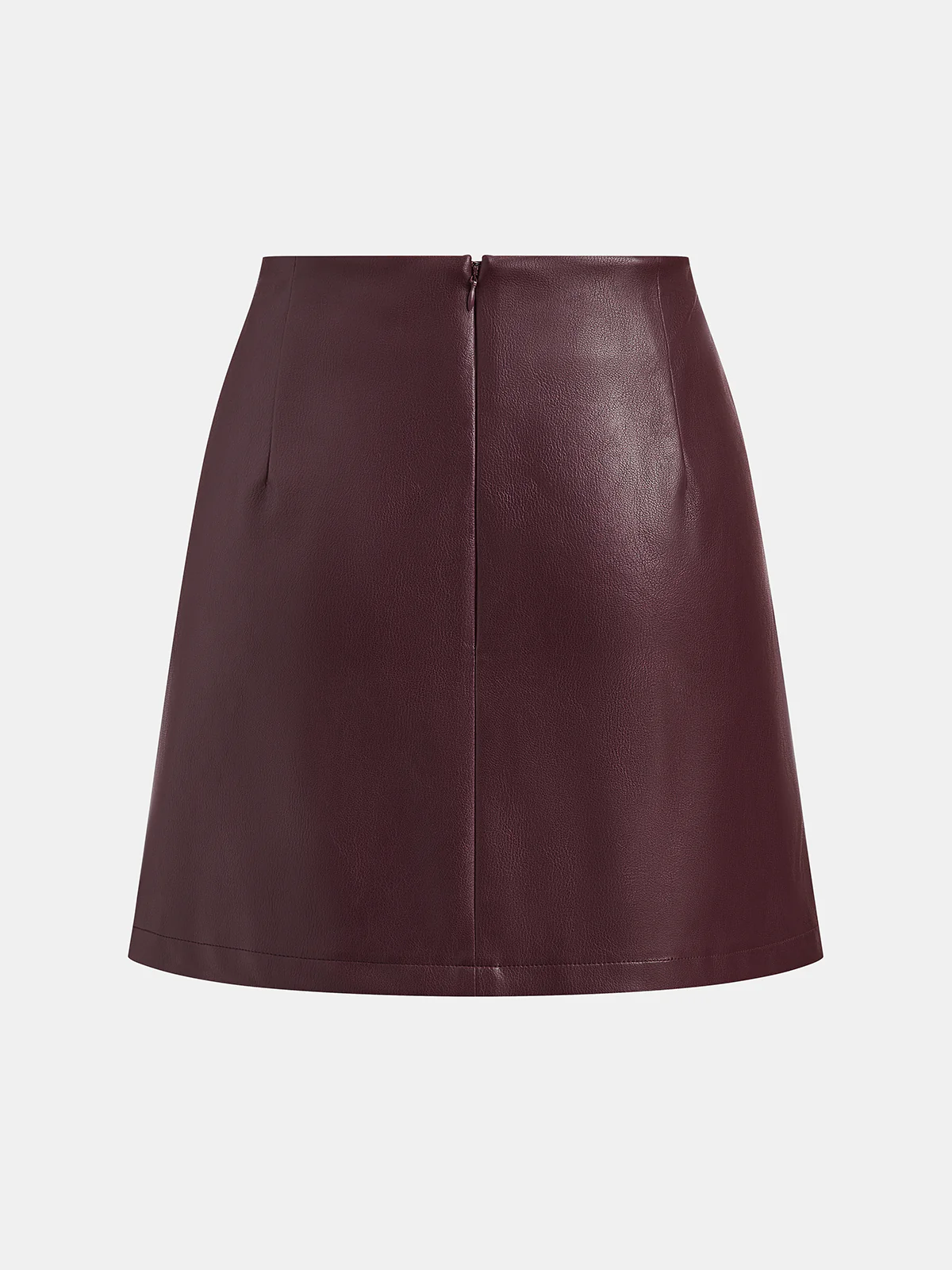Asymmetric Ruched Faux Leather Mini Skirt - Image 2