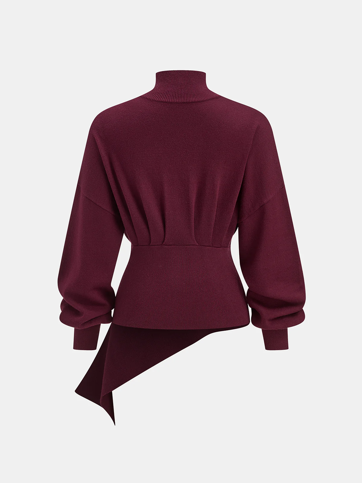 Asymmetric Turtleneck Knit Top with Safety Pin - Image 2