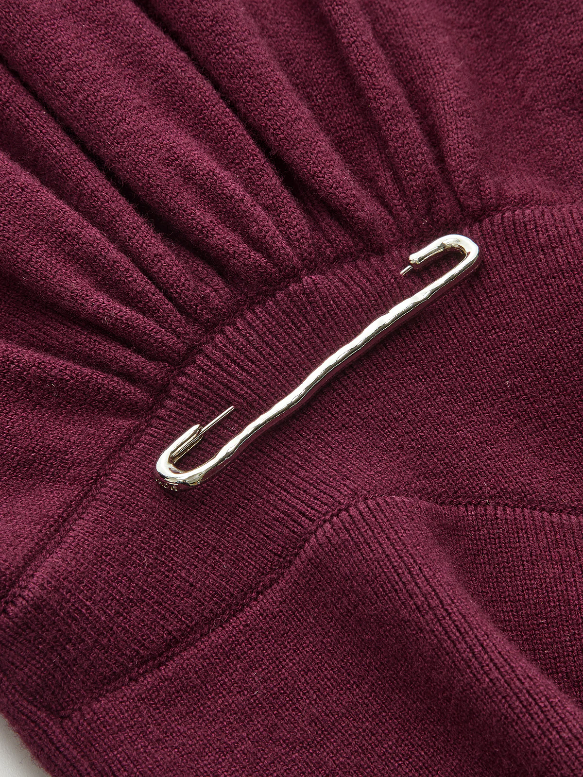 Asymmetric Turtleneck Knit Top with Safety Pin - Image 3