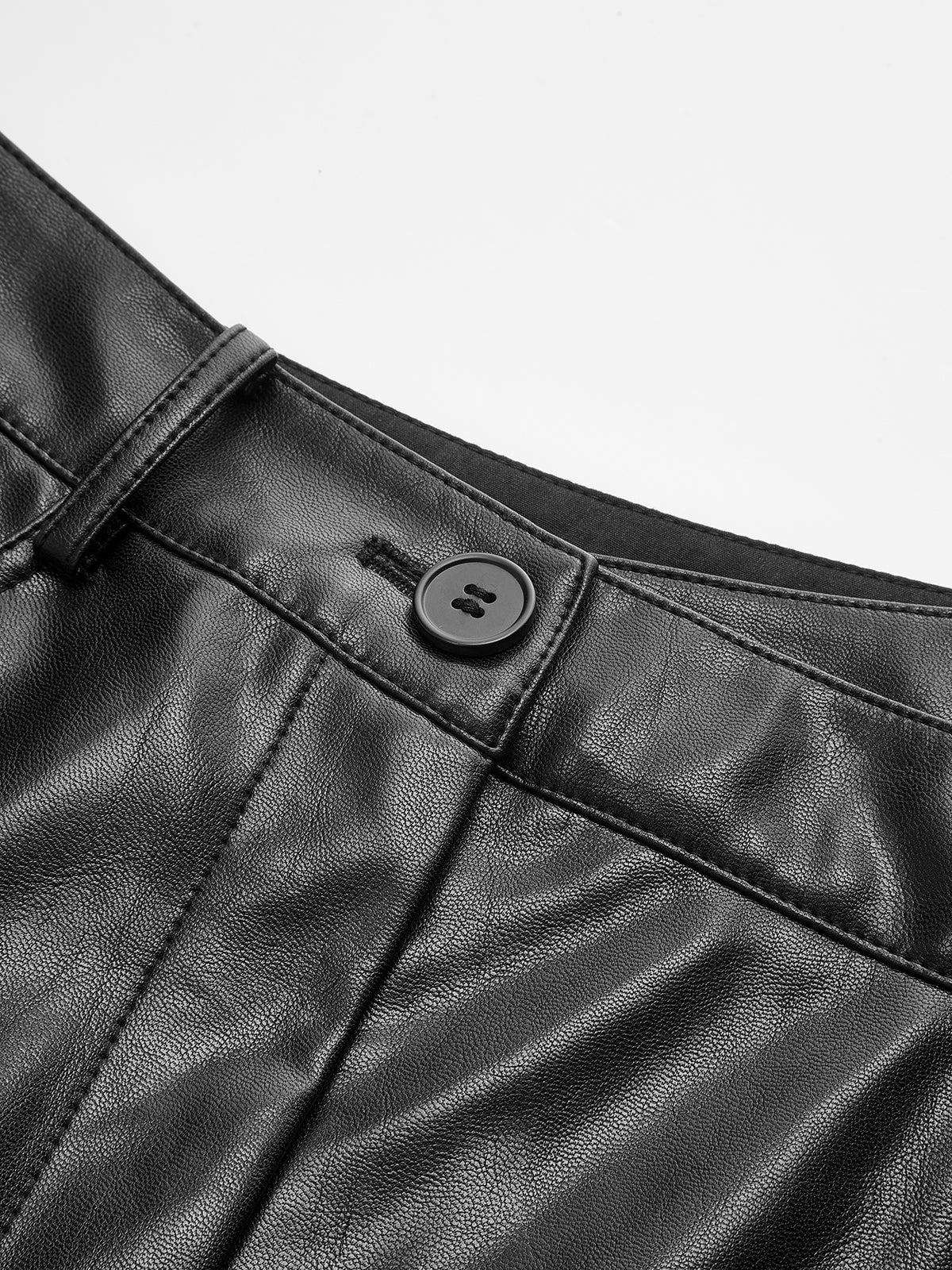 Asymmetric Waistband Faux Leather Pants - Image 4