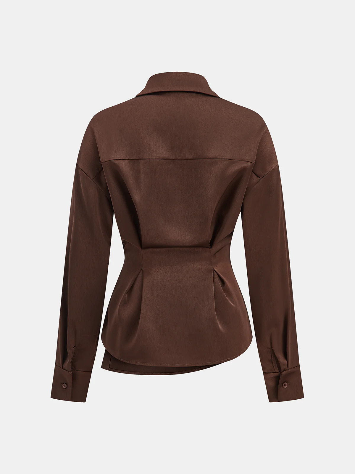 Asymmetric Wrap Satin Shirt - Image 7