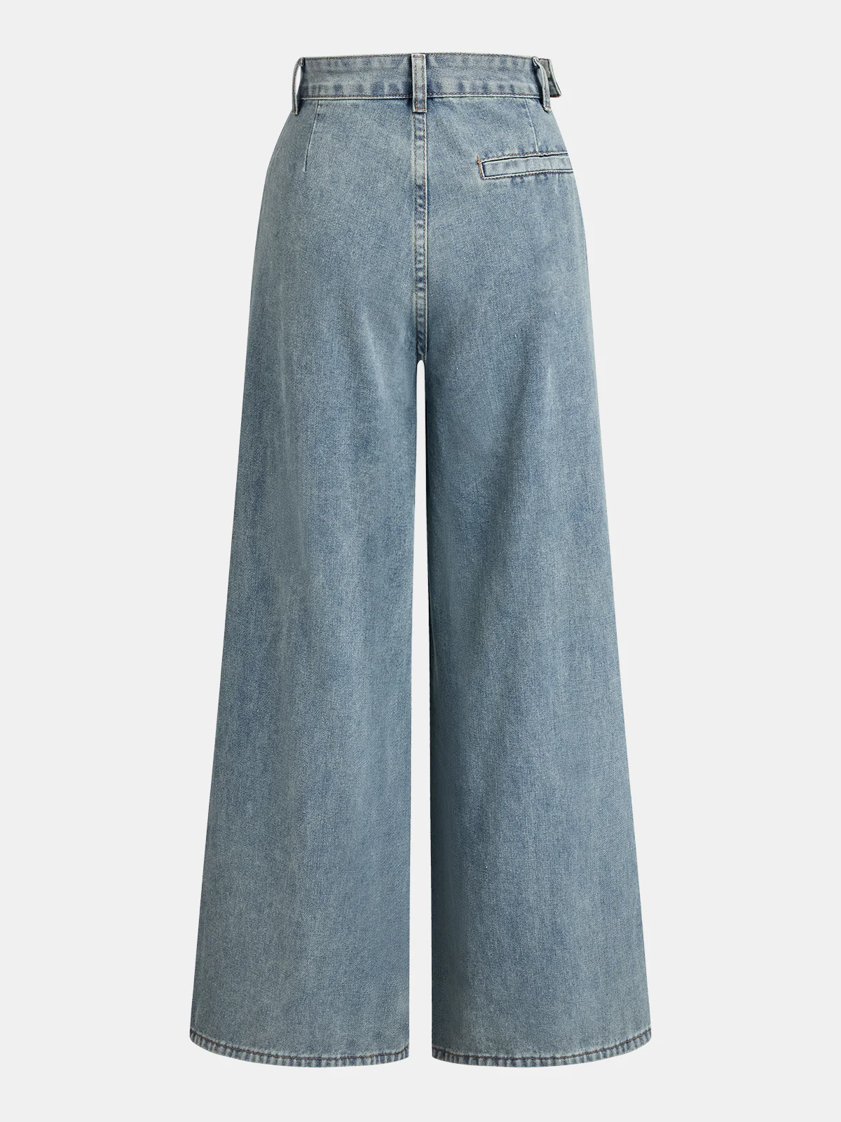 Asymmetrical Ruched Denim Wide-Leg Pants - Image 2