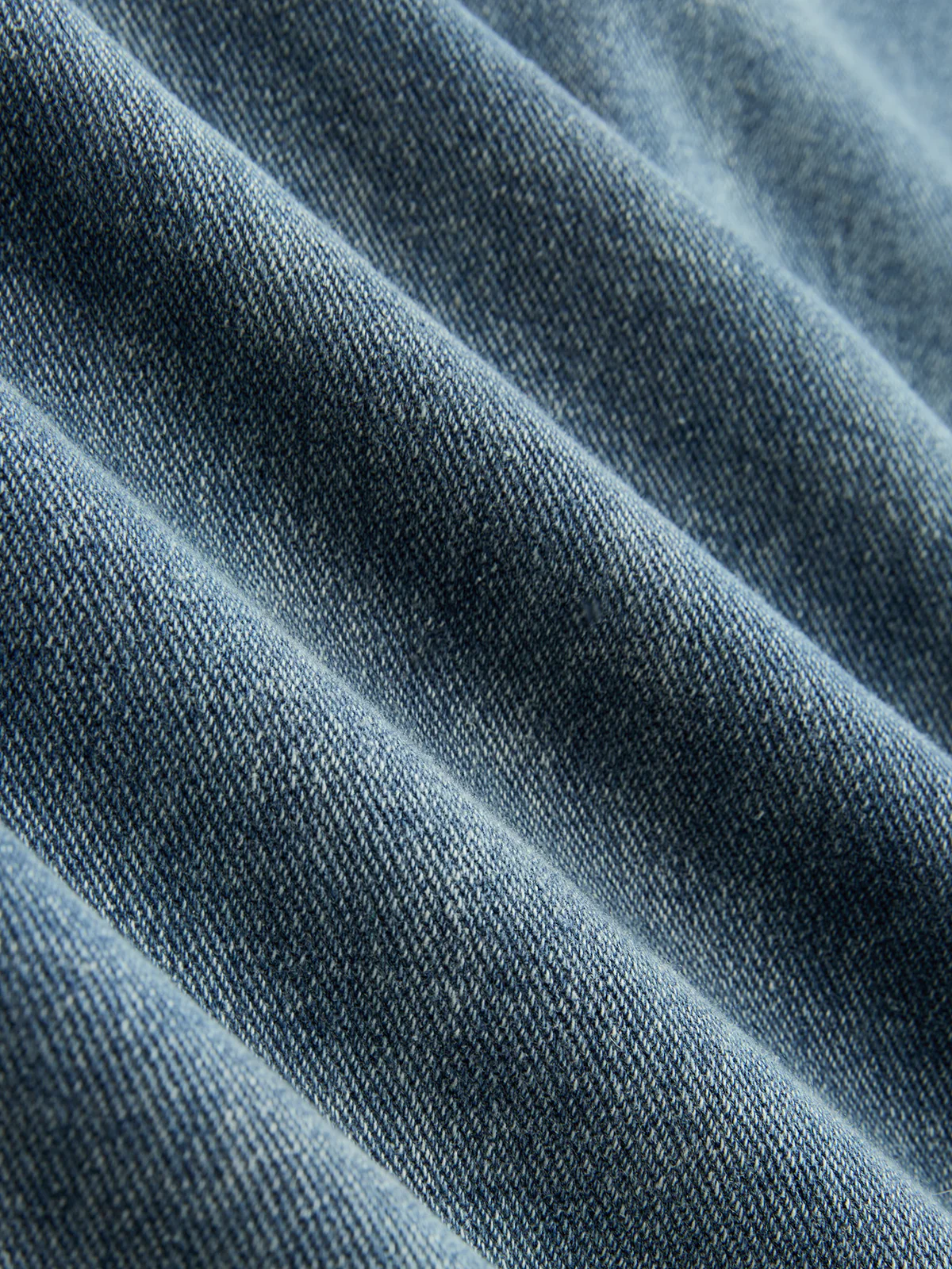 Asymmetrical Ruched Denim Wide-Leg Pants - Image 3