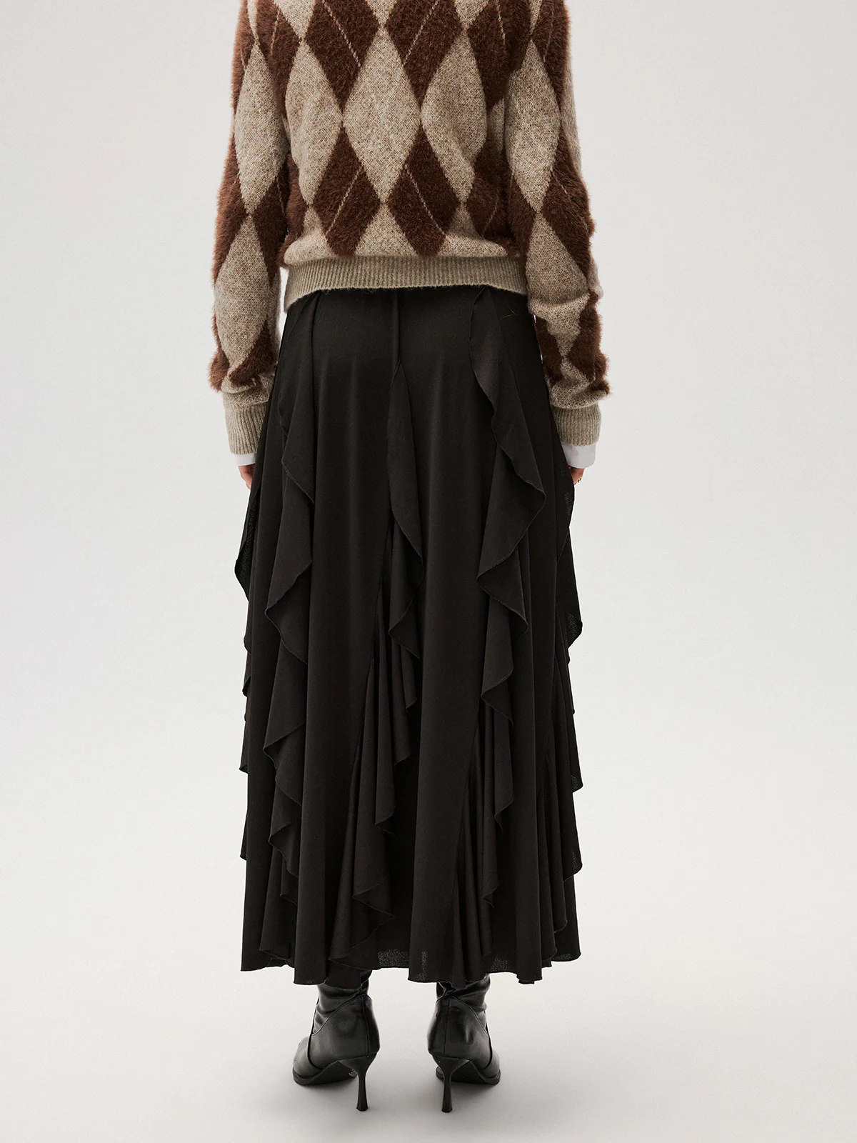 Asymmetrical Ruffle Mesh Maxi Skirt - Image 5