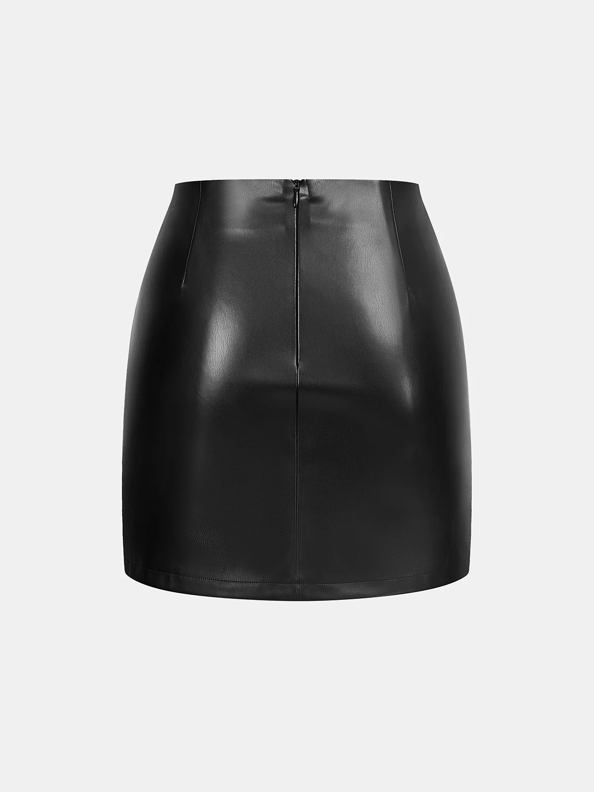 Asymmetrical Stud Faux Leather Mini Skirt - Image 3