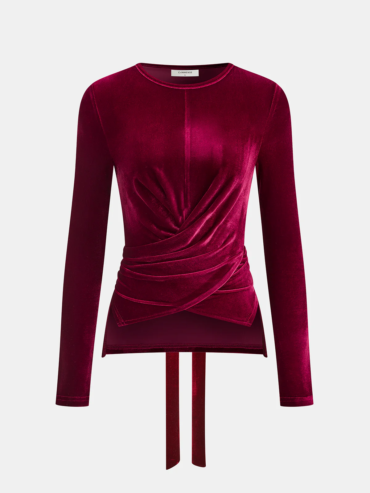 Back Tie Detail Velvet Wrap Top