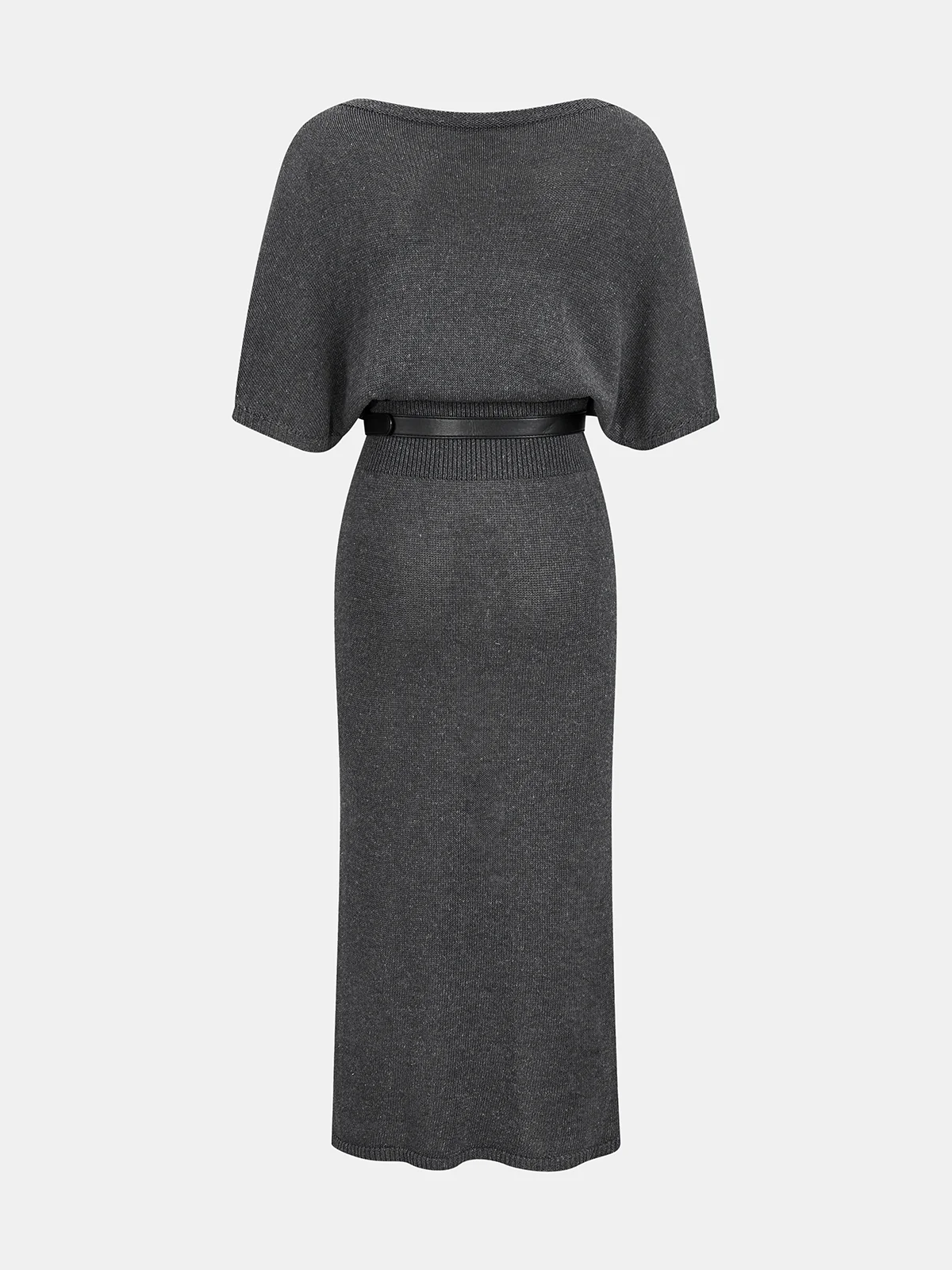 Batwing Sleeve Belted Knit Midi Dress - Image 2
