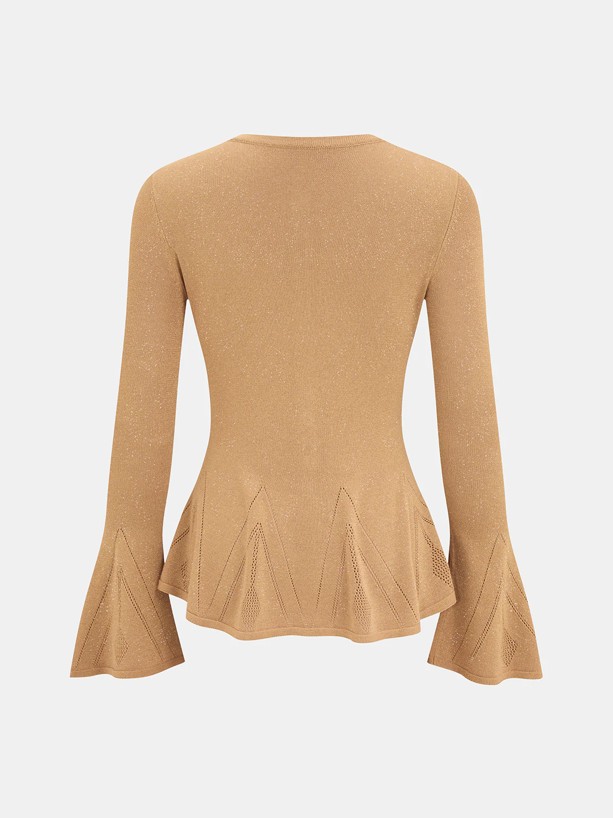 Bell Sleeve Peplum Sparkle Knit Cardigan - Image 2