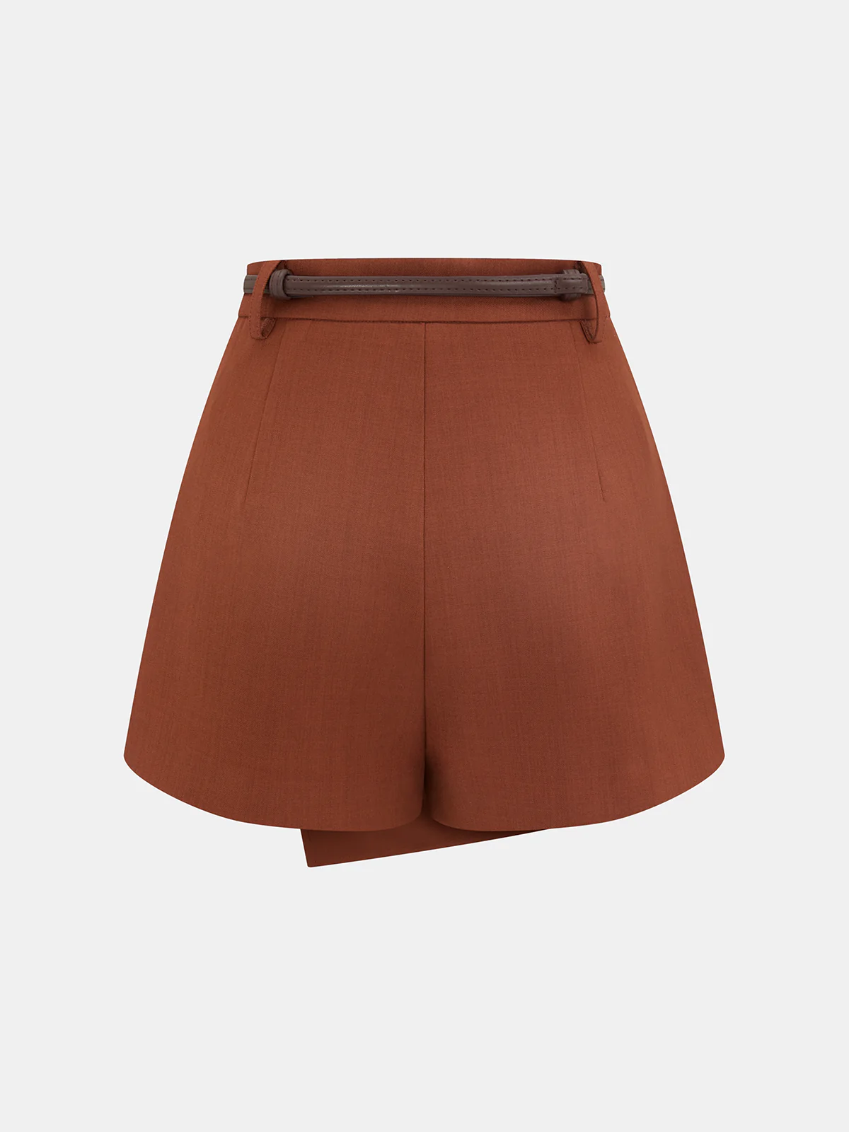 Belted Asymmetric Mid-Waist Skort - Image 2
