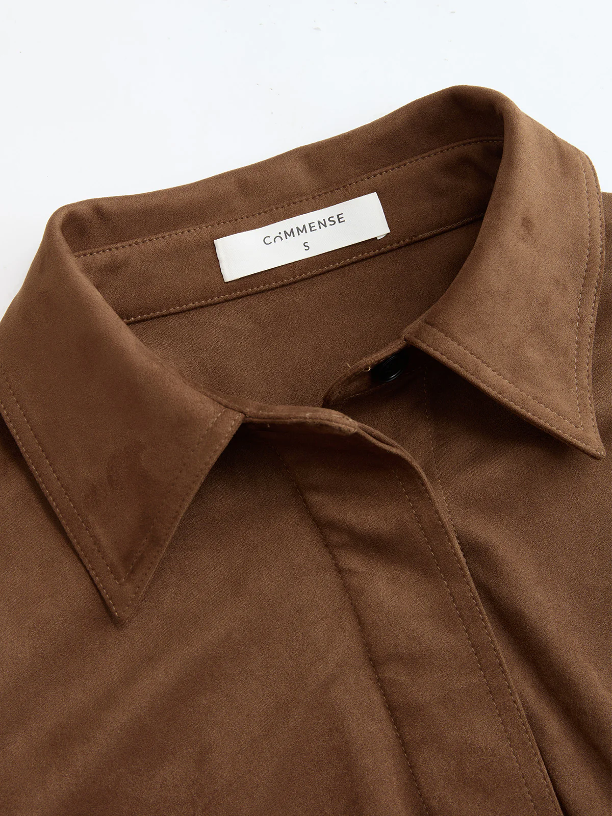 Belted Collared Suede Effect Jacket - Image 3