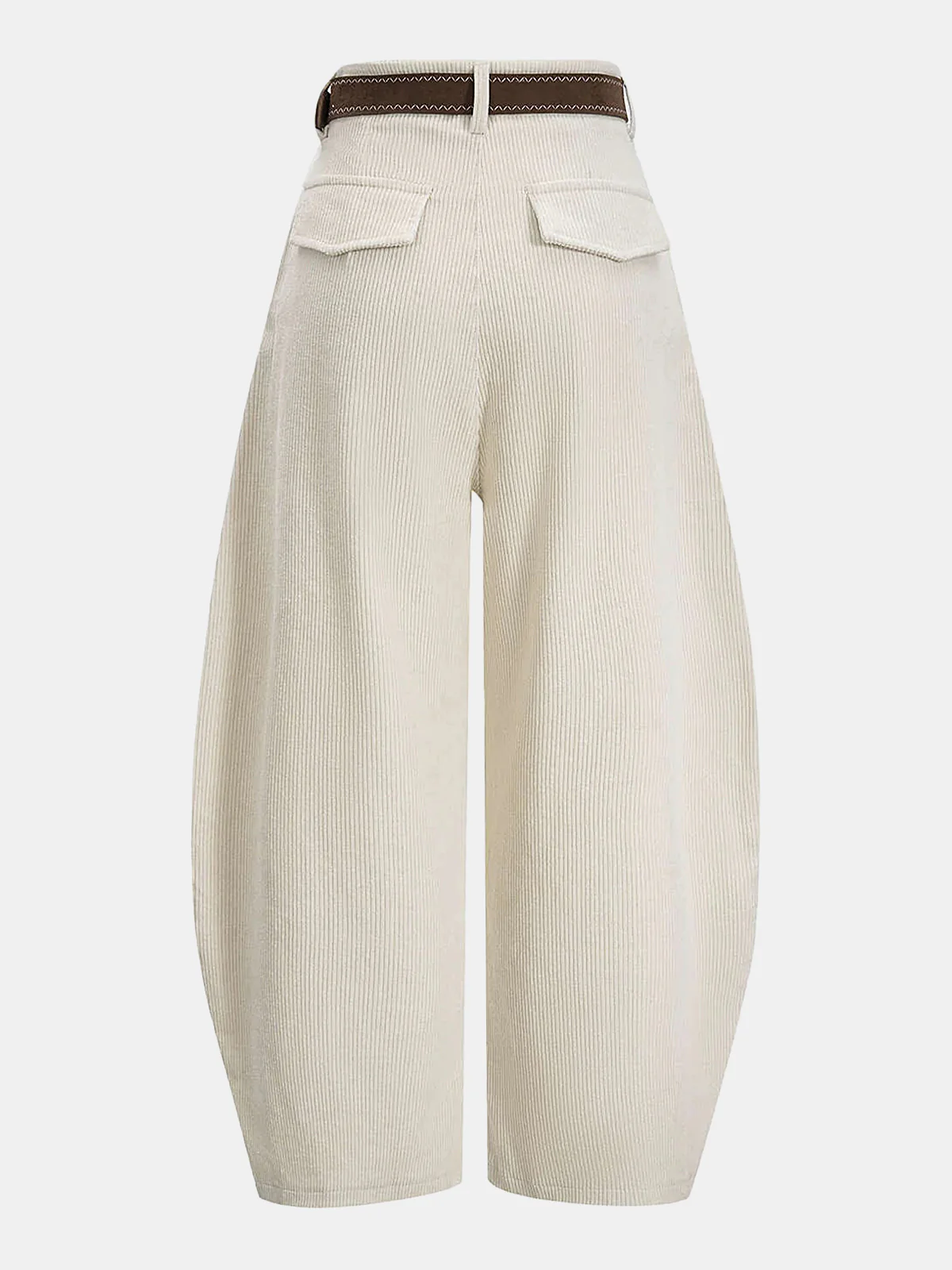 Belted Corduroy Curved Wide-Leg Pants - Image 2