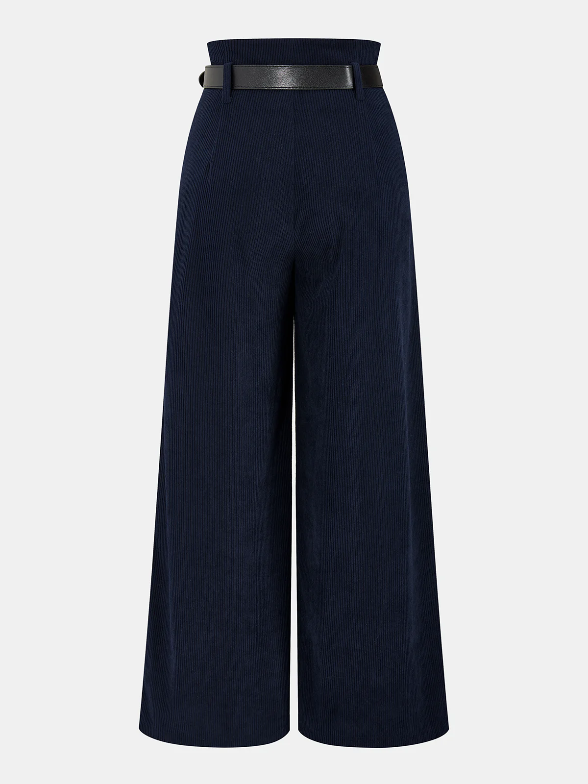 Belted Corduroy Wide-Leg Pleated Pants - Image 2