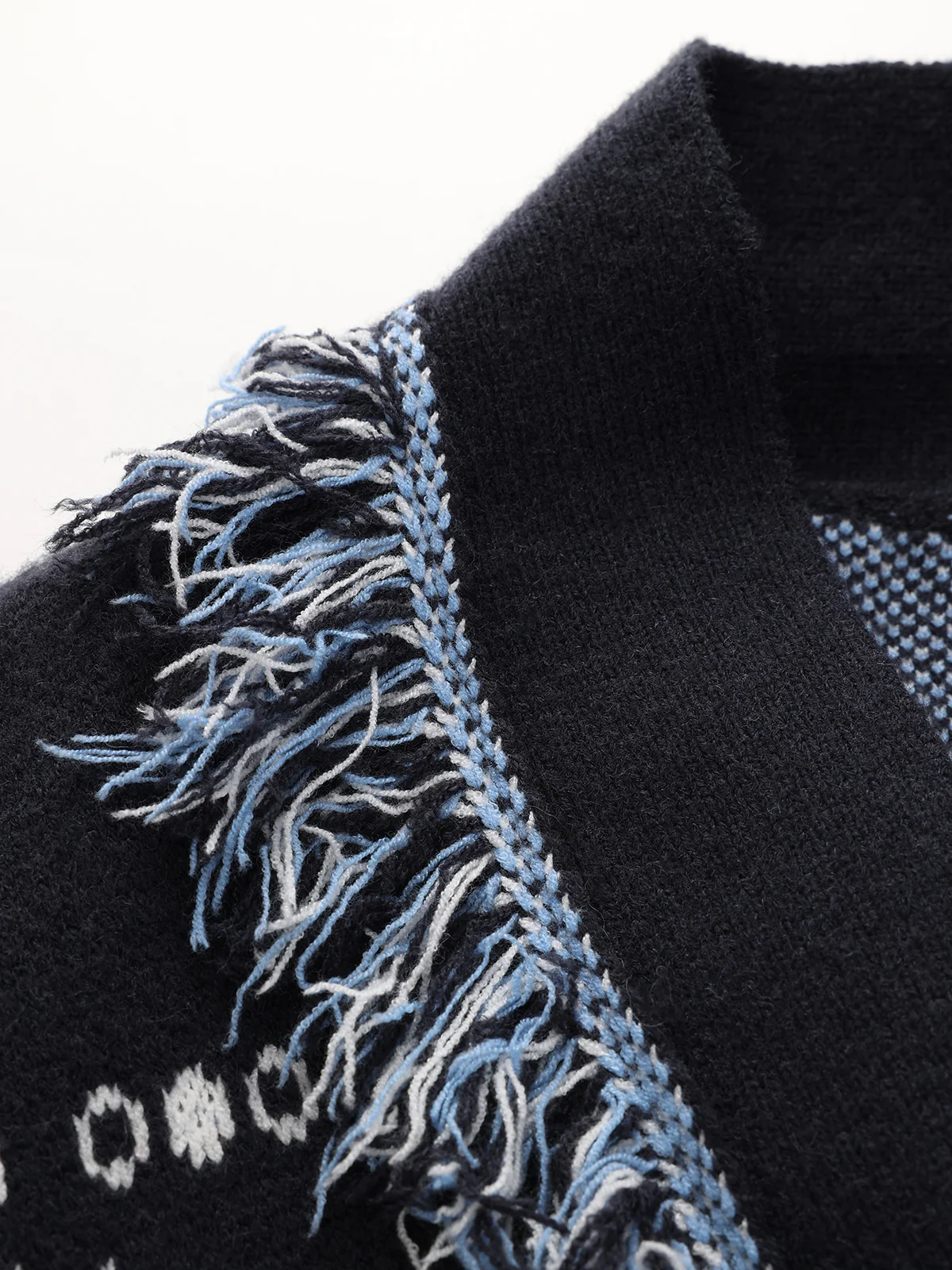 Belted Paisley Fringe Knit Cardigan - Image 4