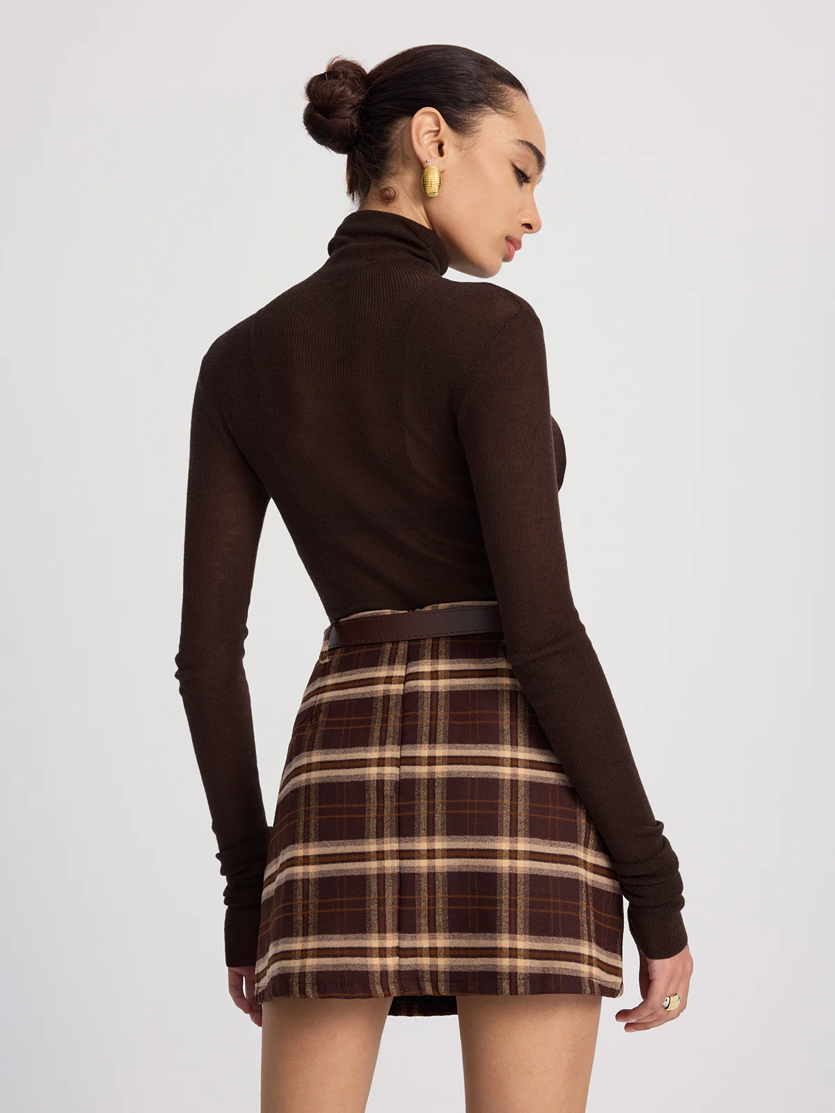 Belted Plaid Mini Skirt - Image 6