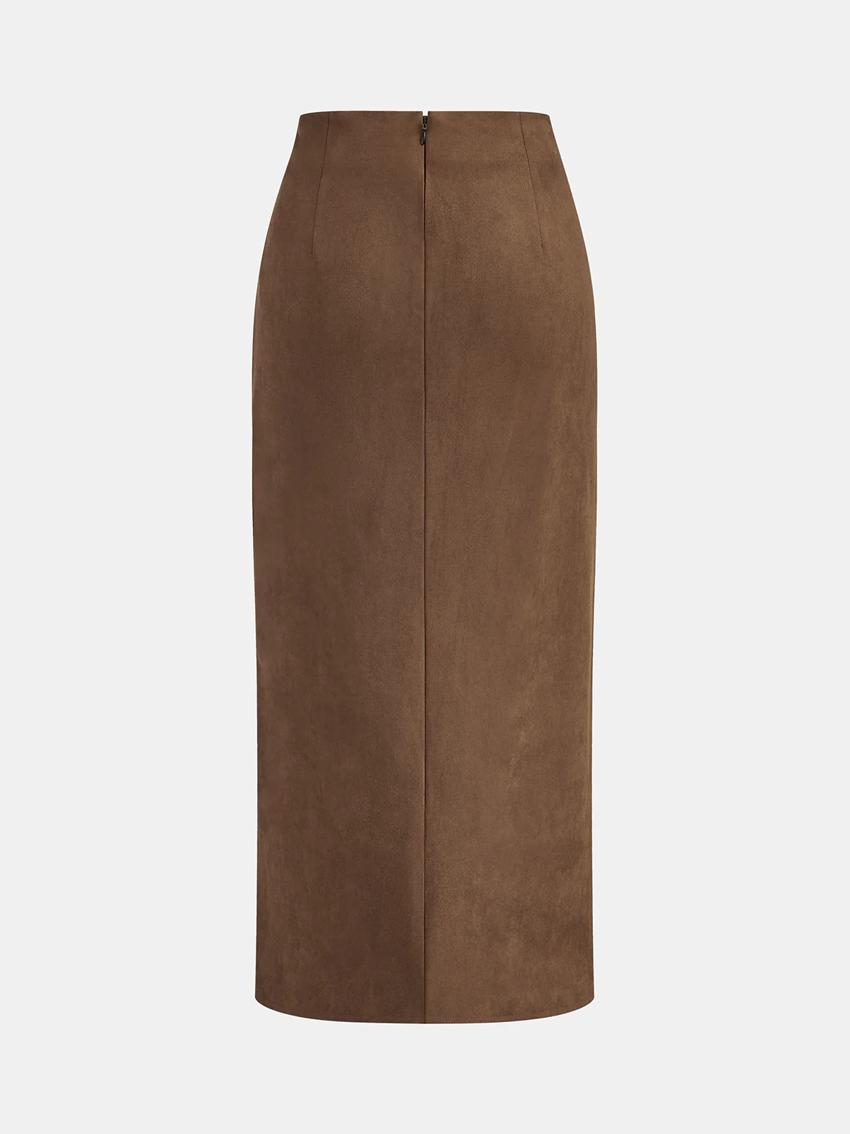 Buckle Detail Suede Effect Midi Skirt - Image 2