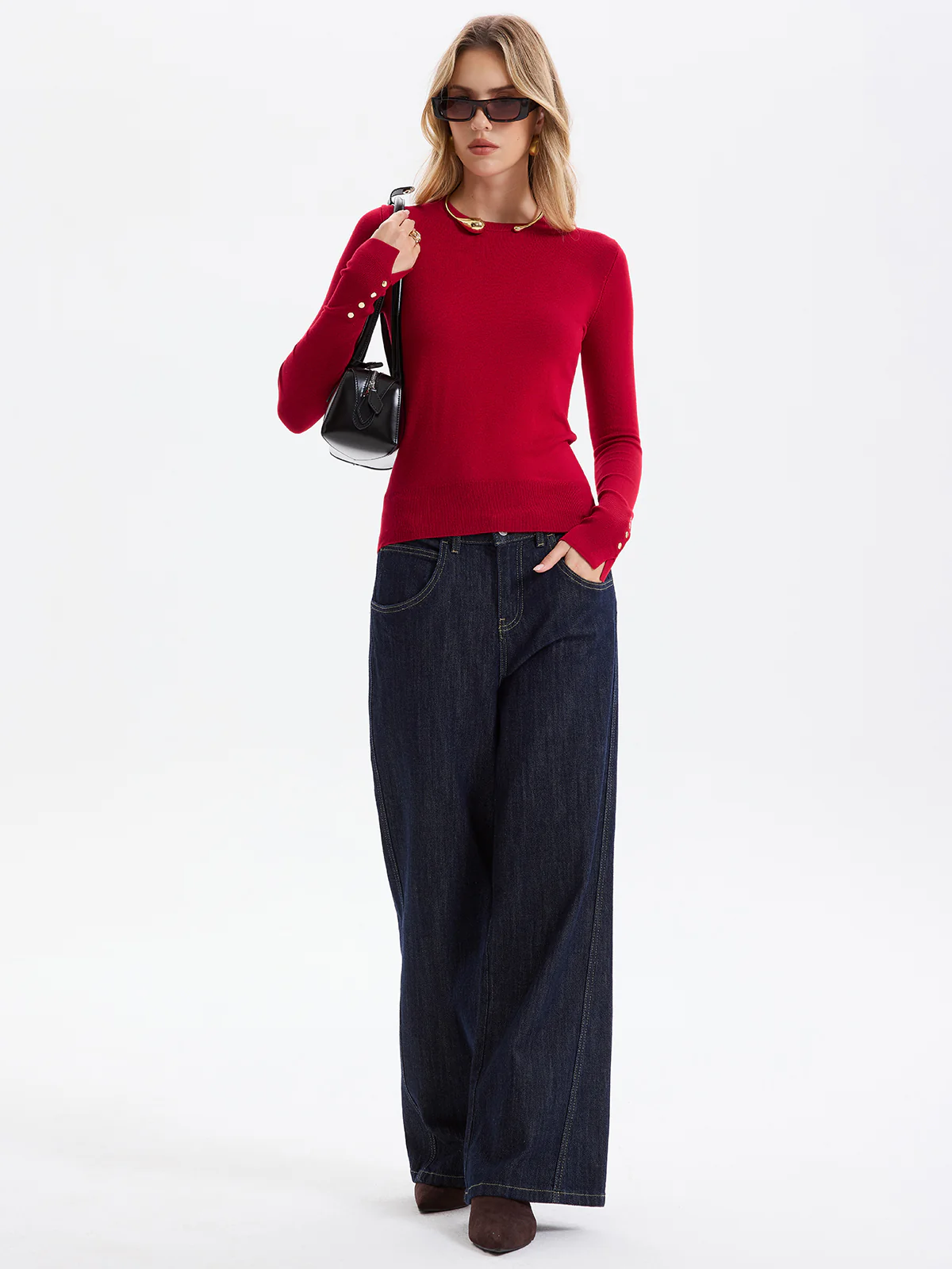 Button-Cuff Wool-Blend Knit Sweater - Image 5