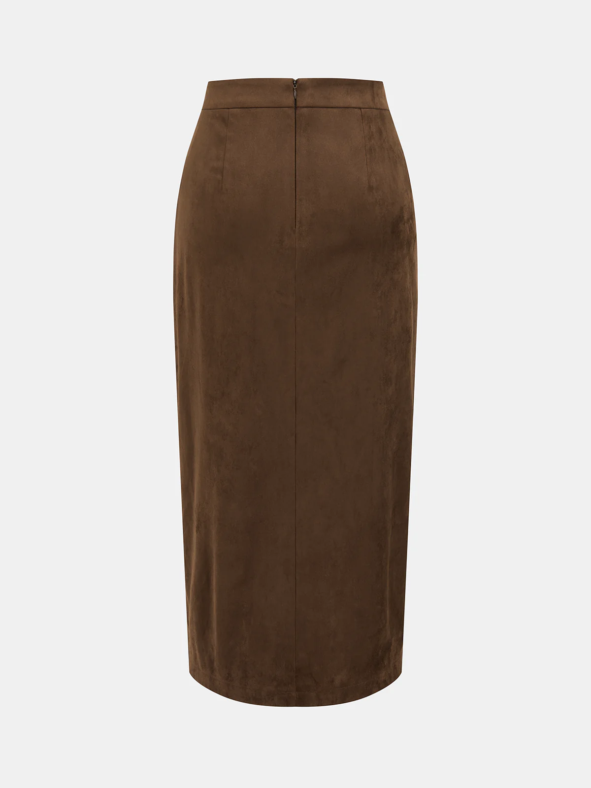 Button Detail Suede Effect Midi Skirt - Image 2