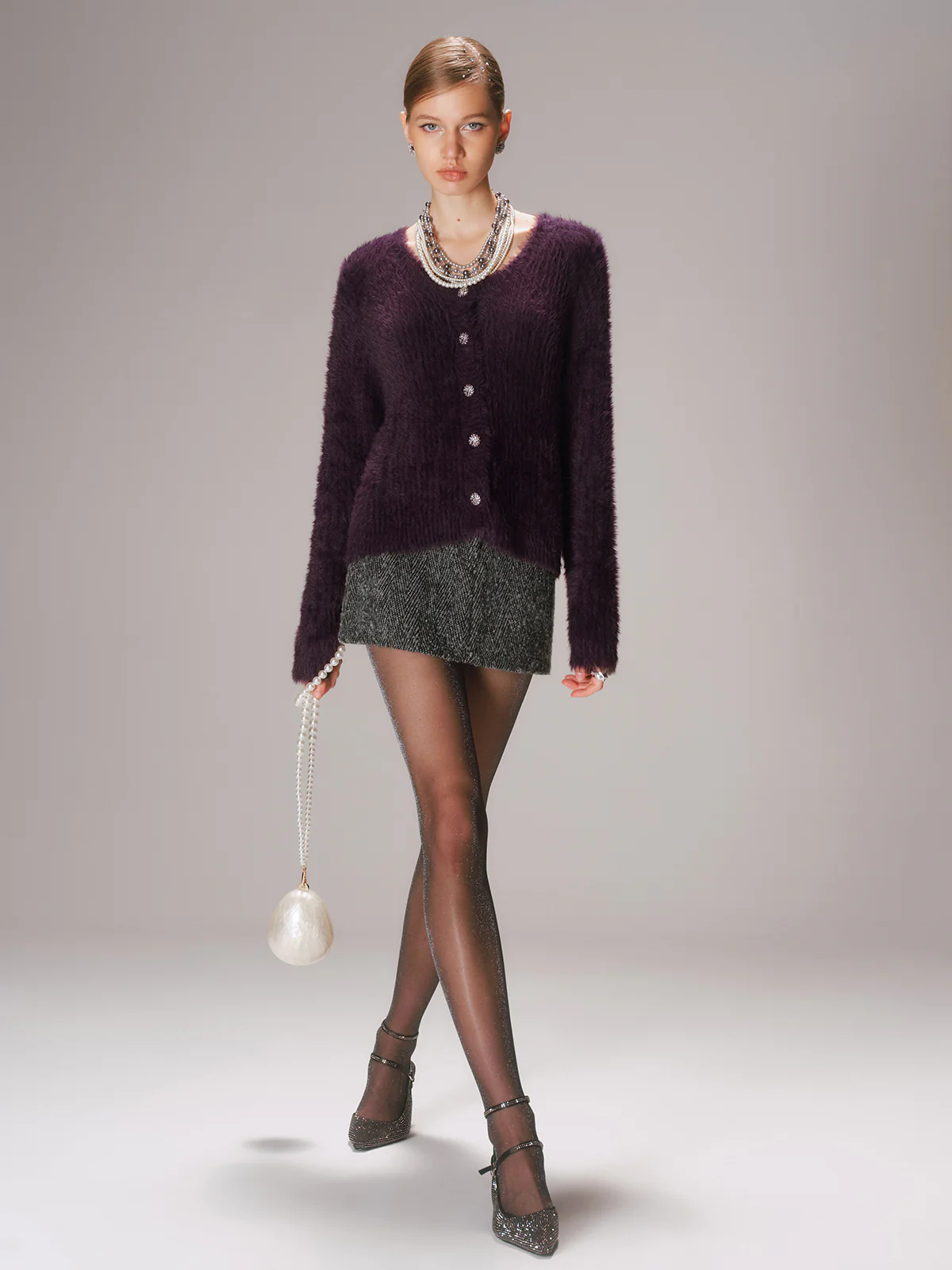 Button-Front Fuzzy Knit Cardigan - Image 5