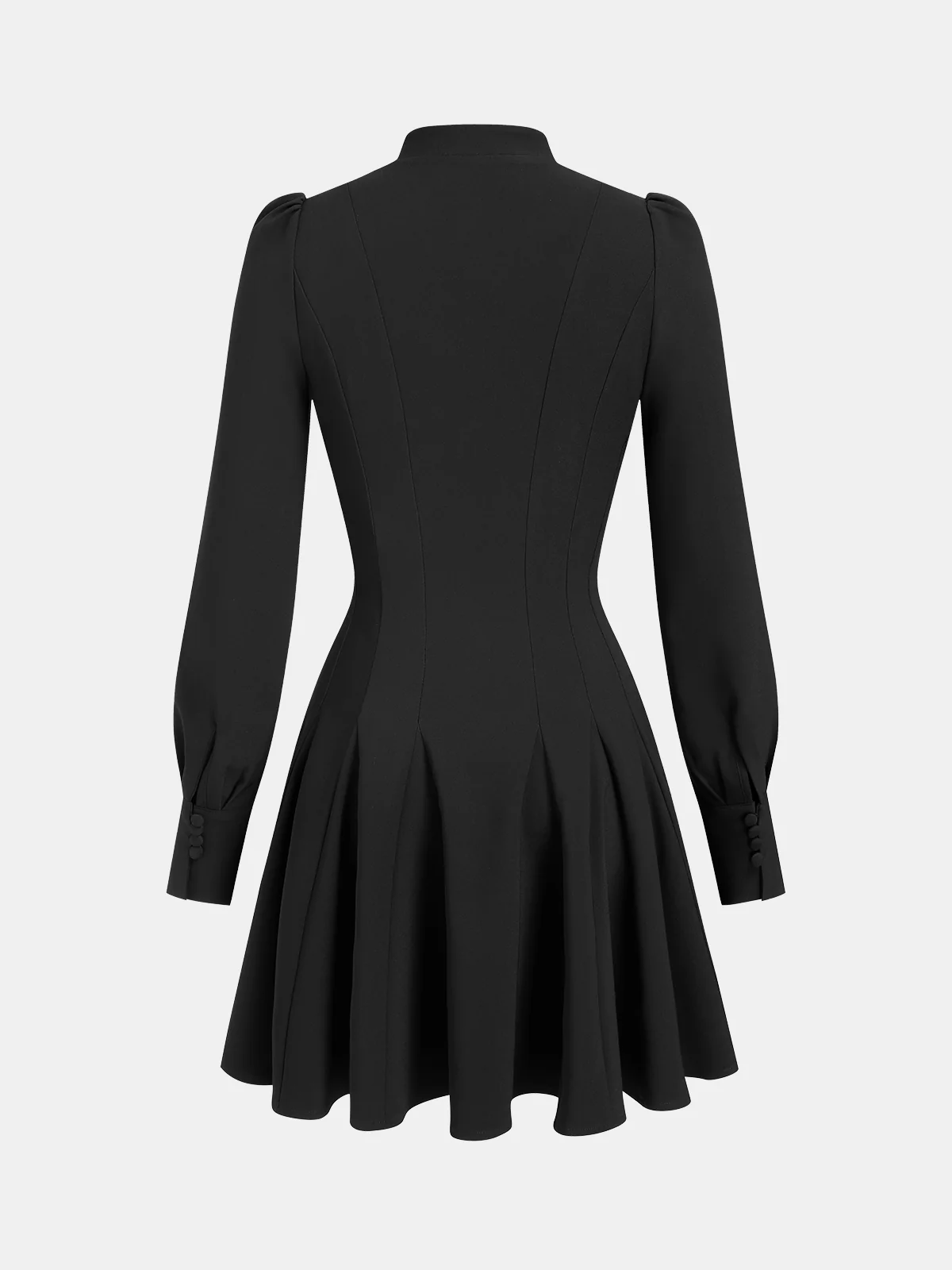 Button-Front Puff-Sleeve Mini Dress - Image 2