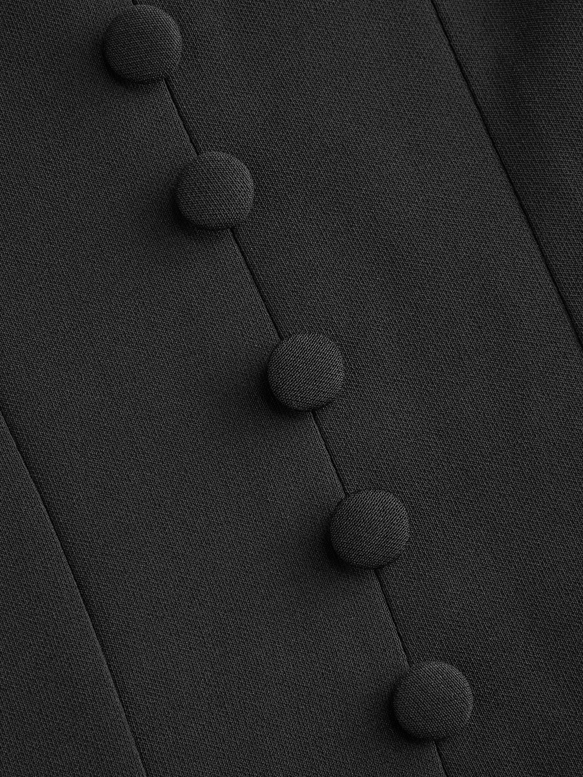 Button-Front Puff-Sleeve Mini Dress - Image 3