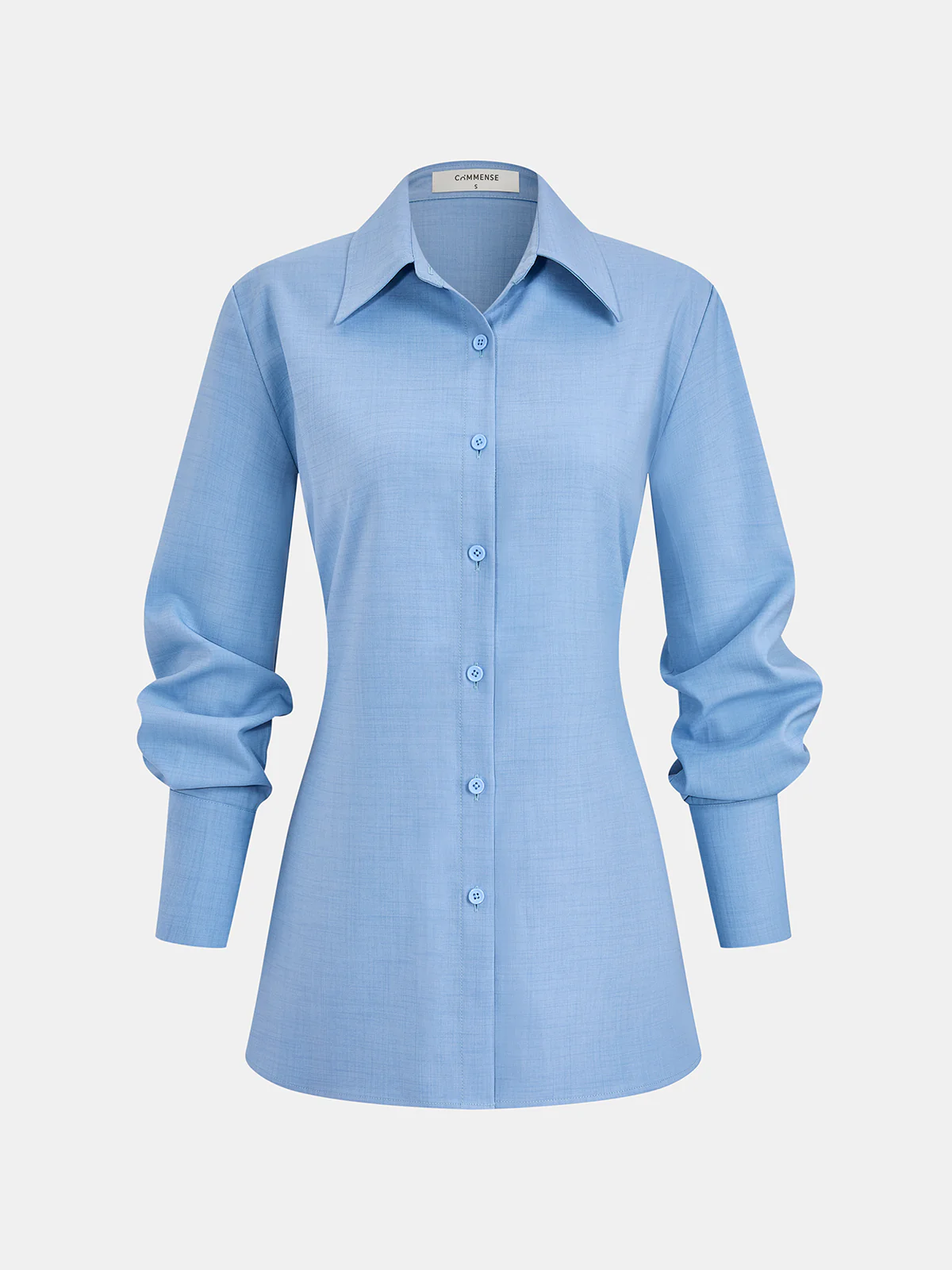 Button-Front Shirt with Back Elastic Belt