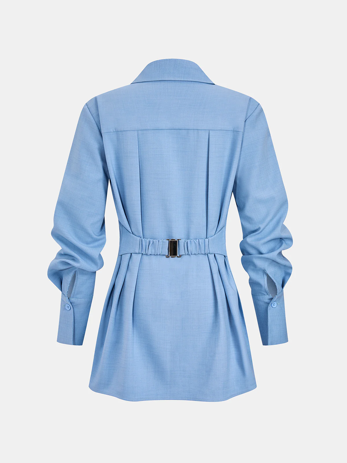 Button-Front Shirt with Back Elastic Belt - Image 2