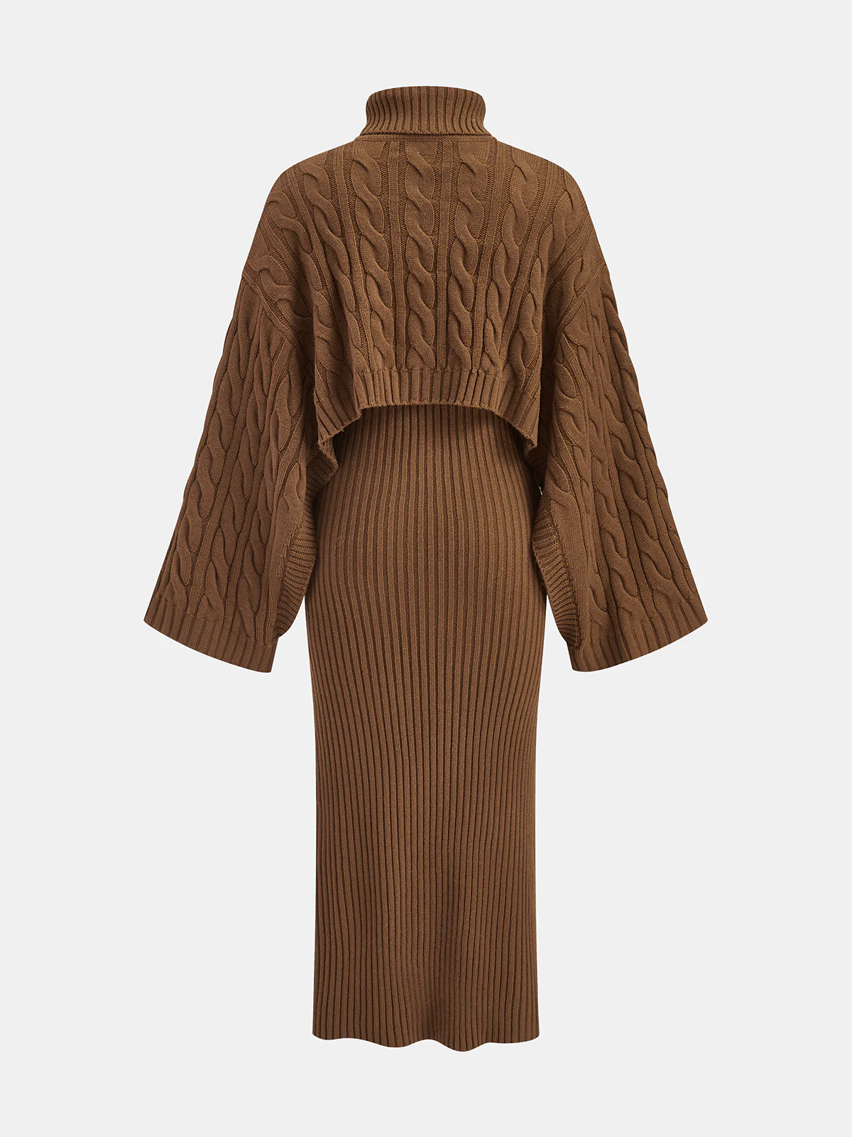 Cable-Knit Sweater & Cami Knit Dress Two-Piece Set - Image 2