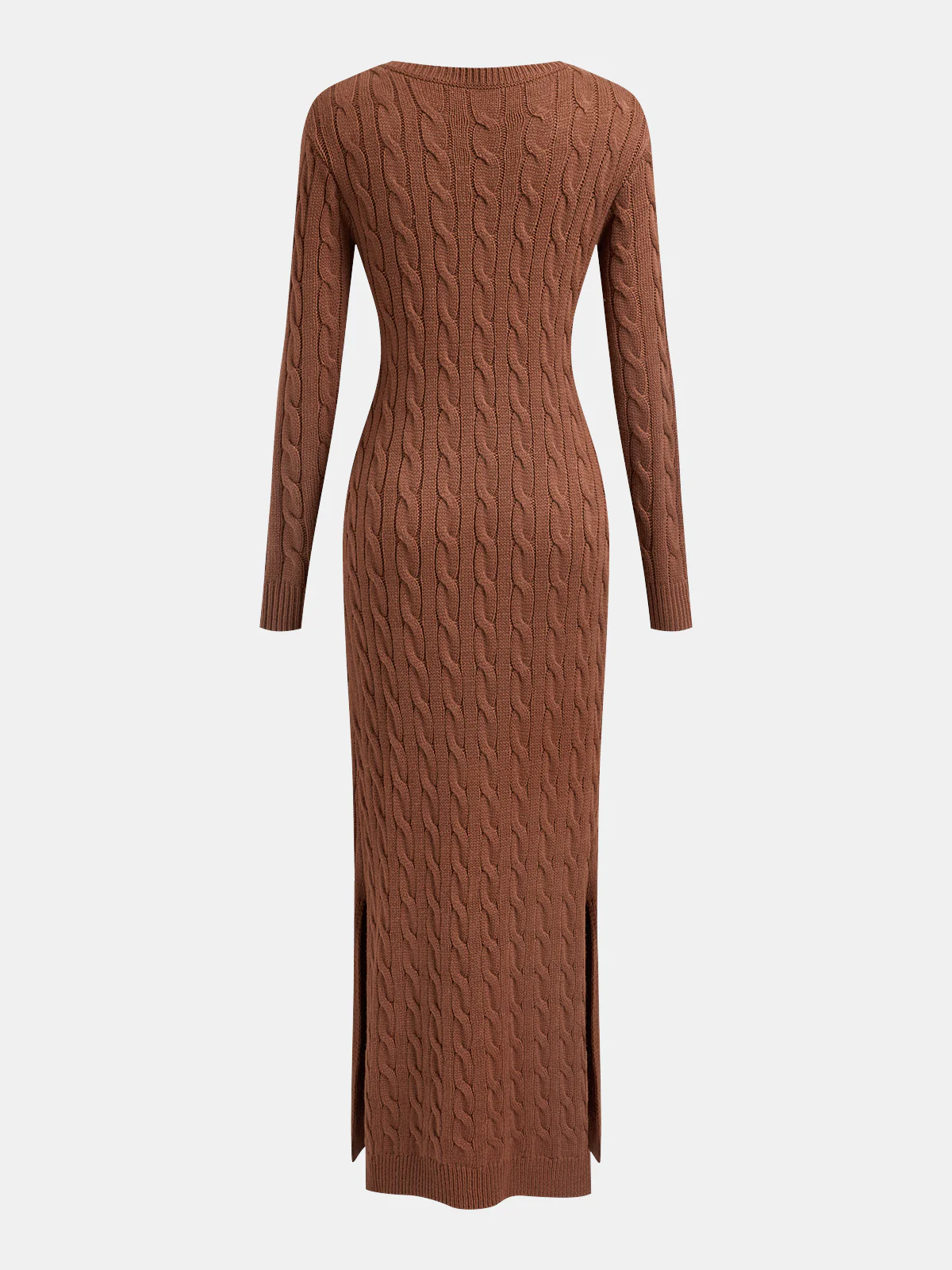 Cable-Knit V-Neck Maxi Sweater Dress - Image 2