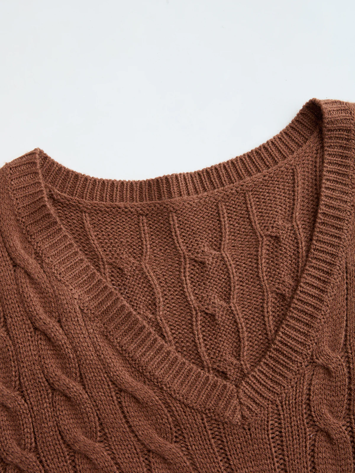 Cable-Knit V-Neck Maxi Sweater Dress - Image 4