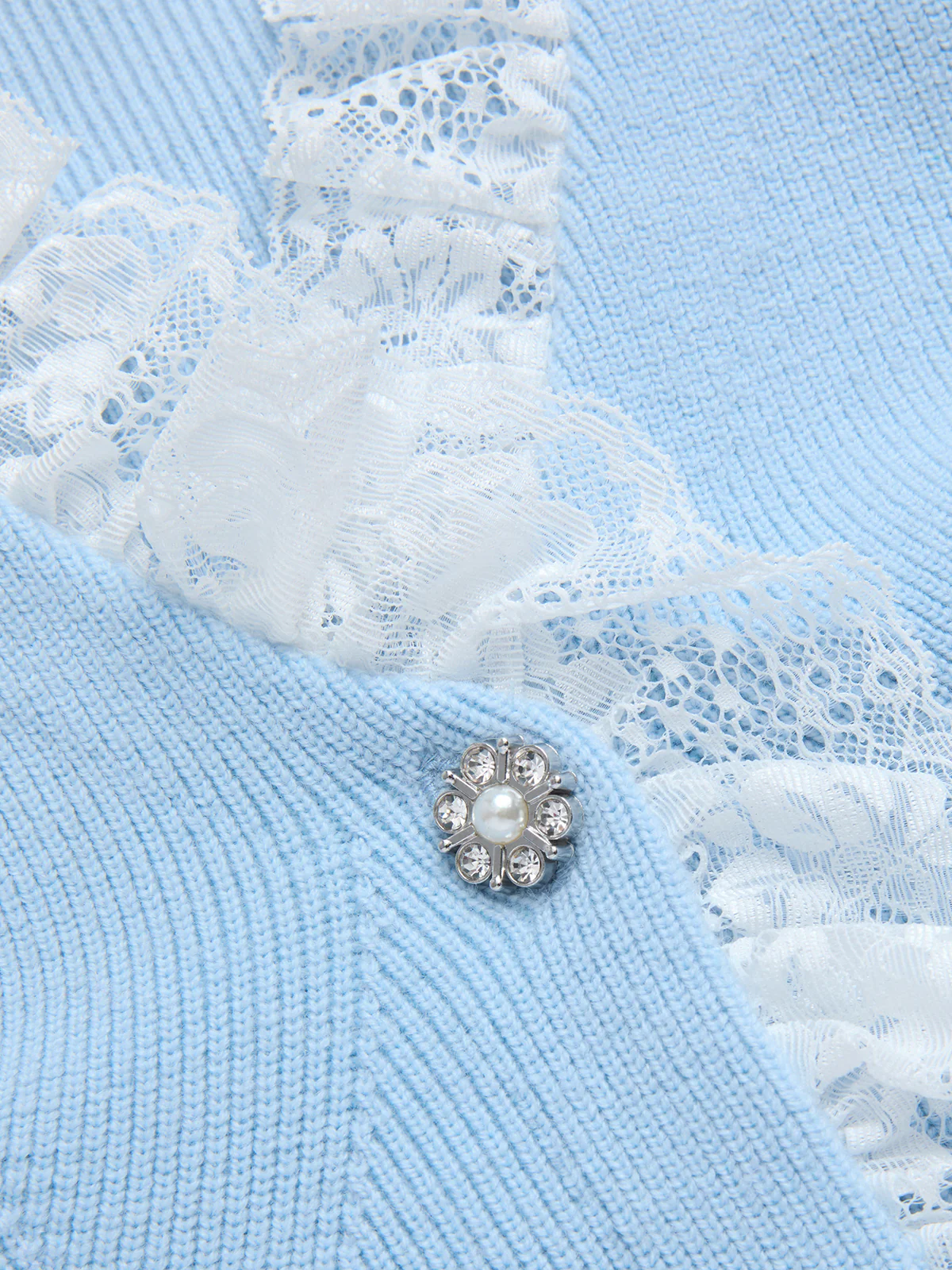 Cashmere Blend Lace Collar Belted Cardigan - Image 3