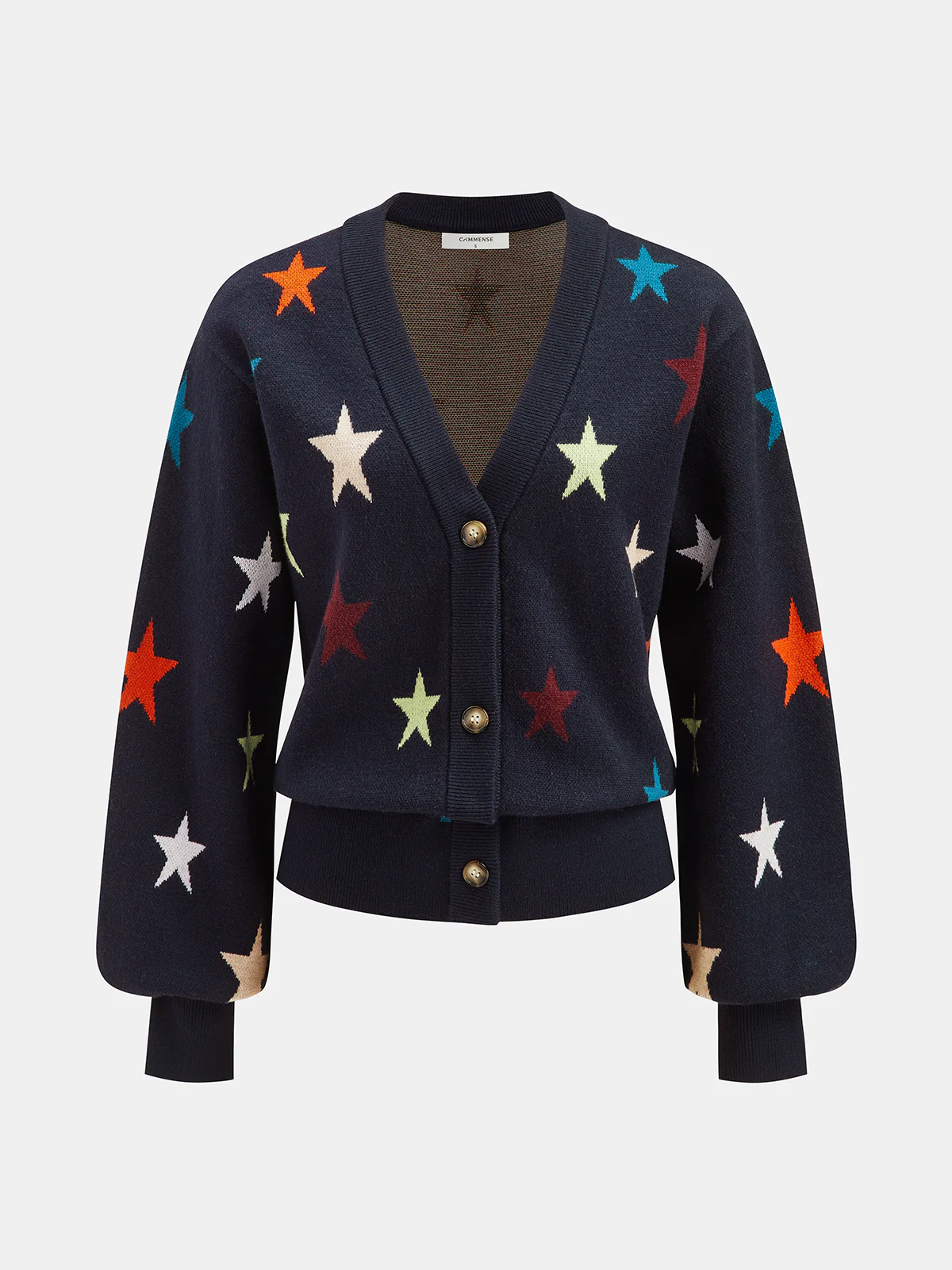 Cashmere-Blend Star-Print V-Neck Cardigan