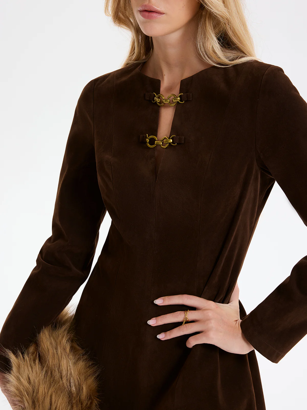 Chain Detail Long Sleeve Mini Dress - Image 5