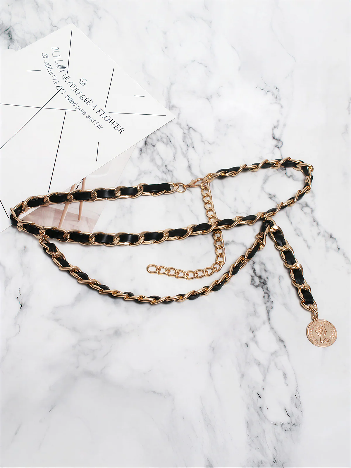 Coin Charm Wrap Chain Belt - Image 3