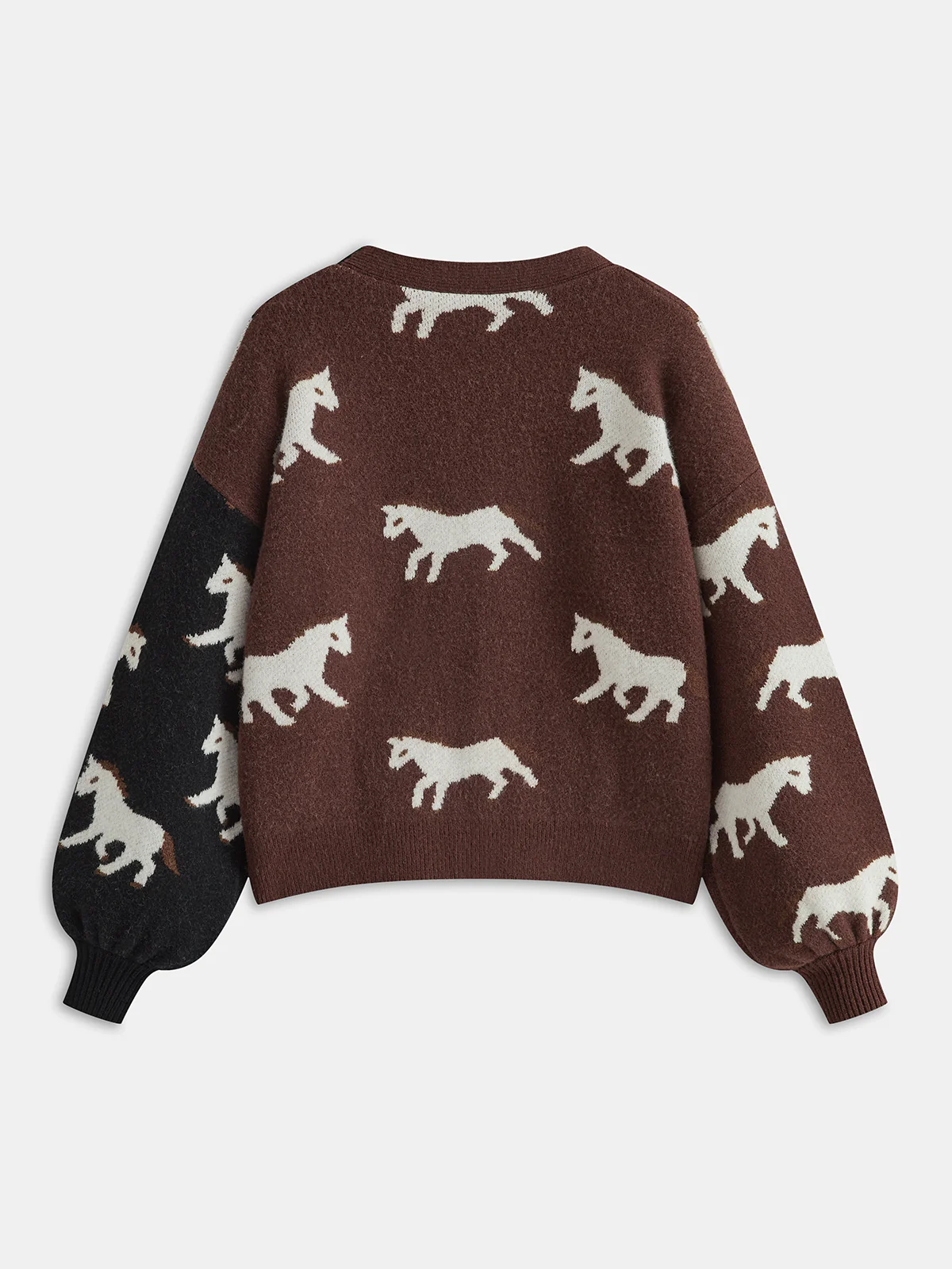 Color-Block Horse-Print Knit Cardigan - Image 2