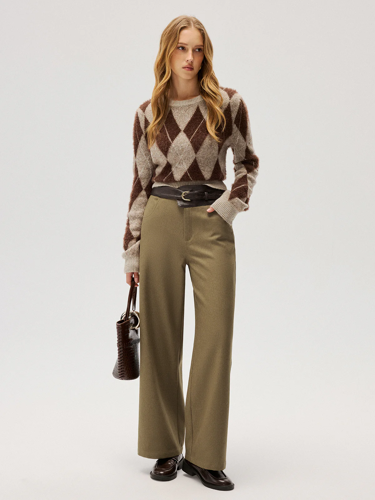 Color-Block Waist Wide-Leg Pants - Image 2
