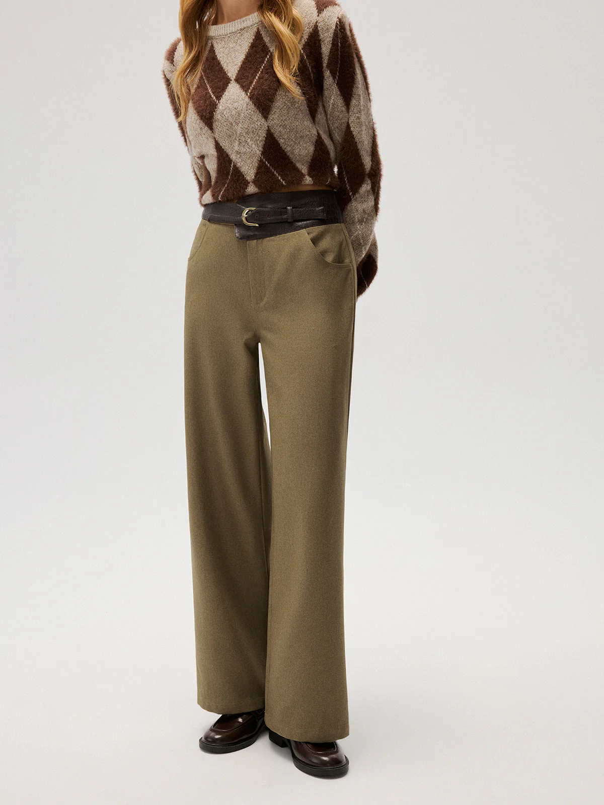 Color-Block Waist Wide-Leg Pants - Image 3