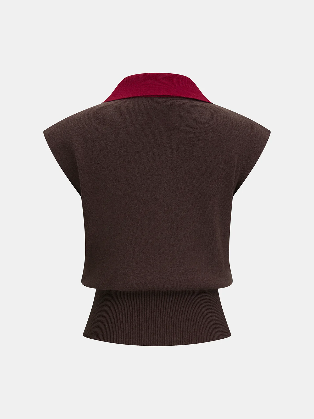 Contrast Collar Horsebit Knit Sleeveless Top - Image 2