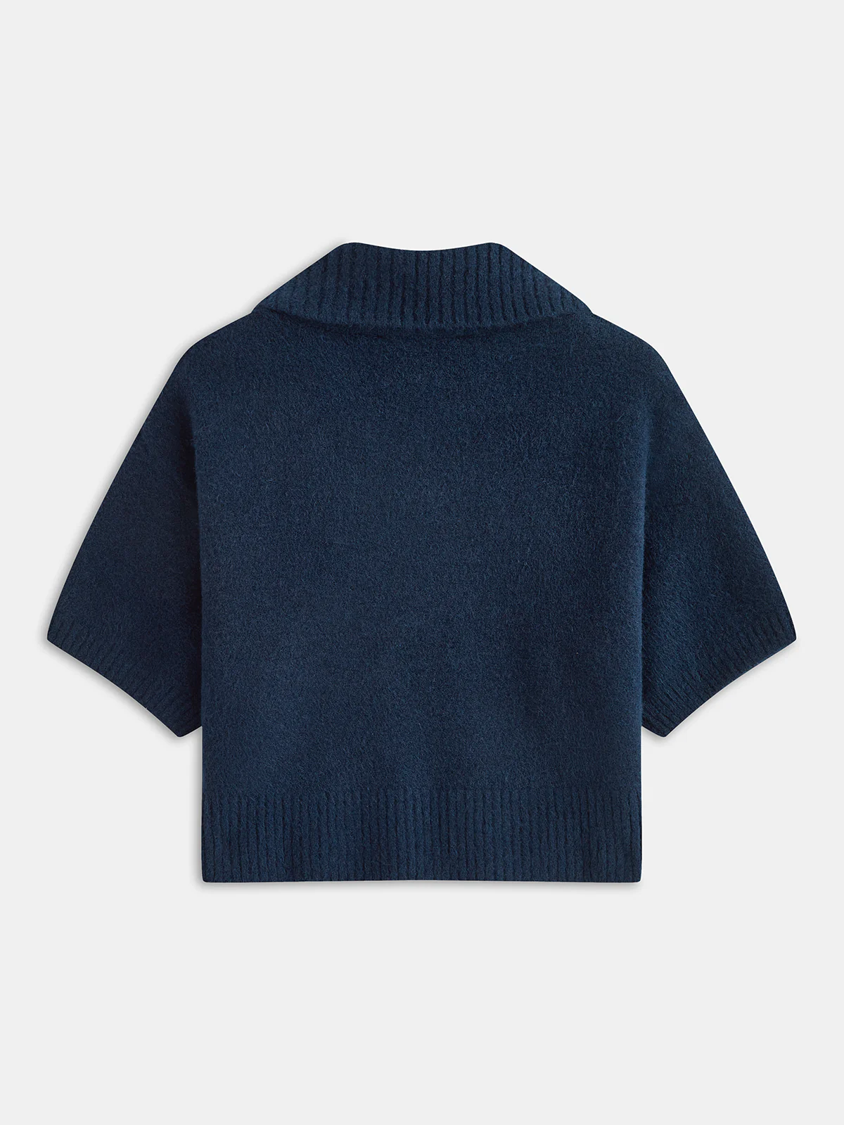 Contrast Pocket Polo-Collar Short-Sleeve Sweater - Image 2
